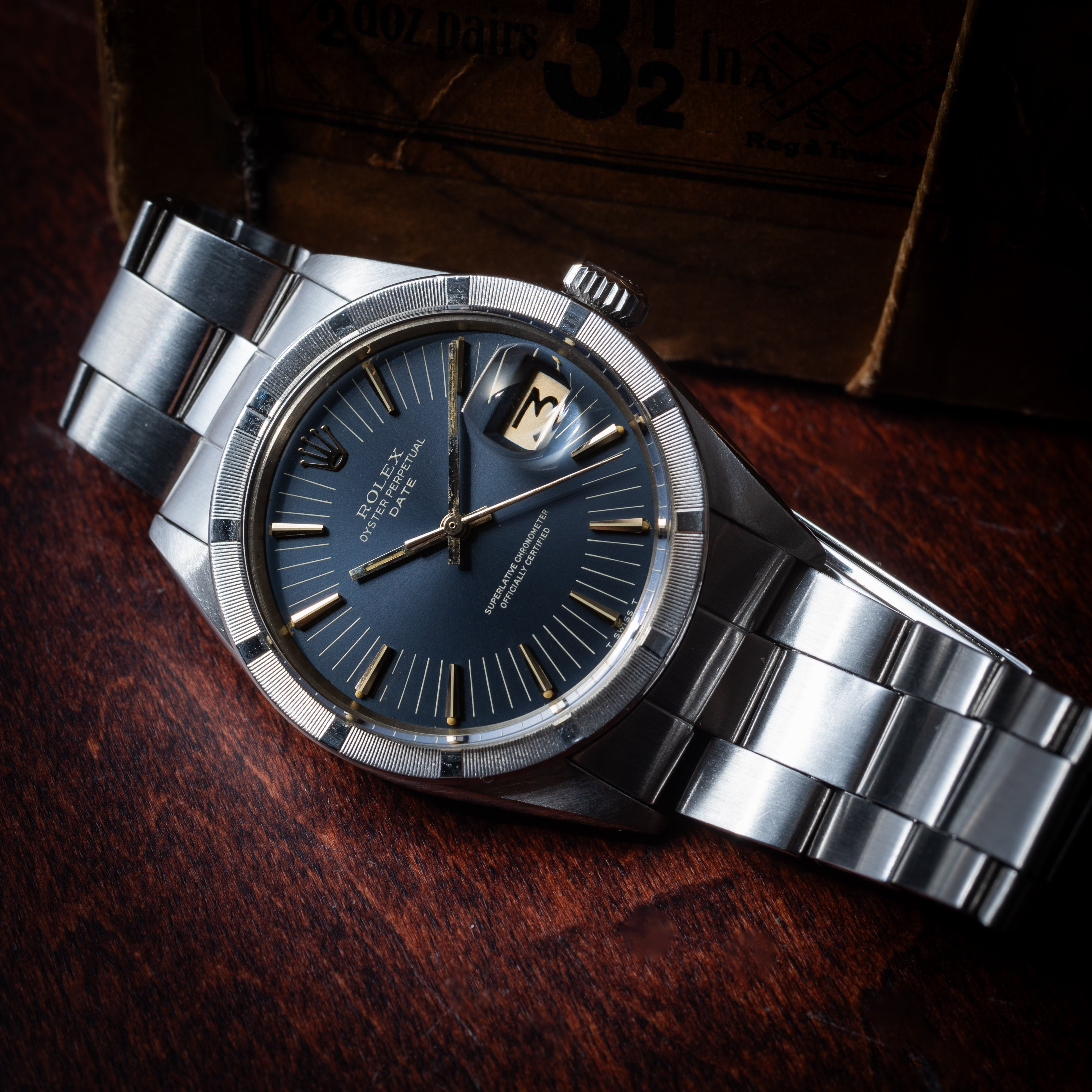 ロレックス ブルーラジアルダイヤル 1971年製 オイスターパーペチュアルデイト Ref.1501