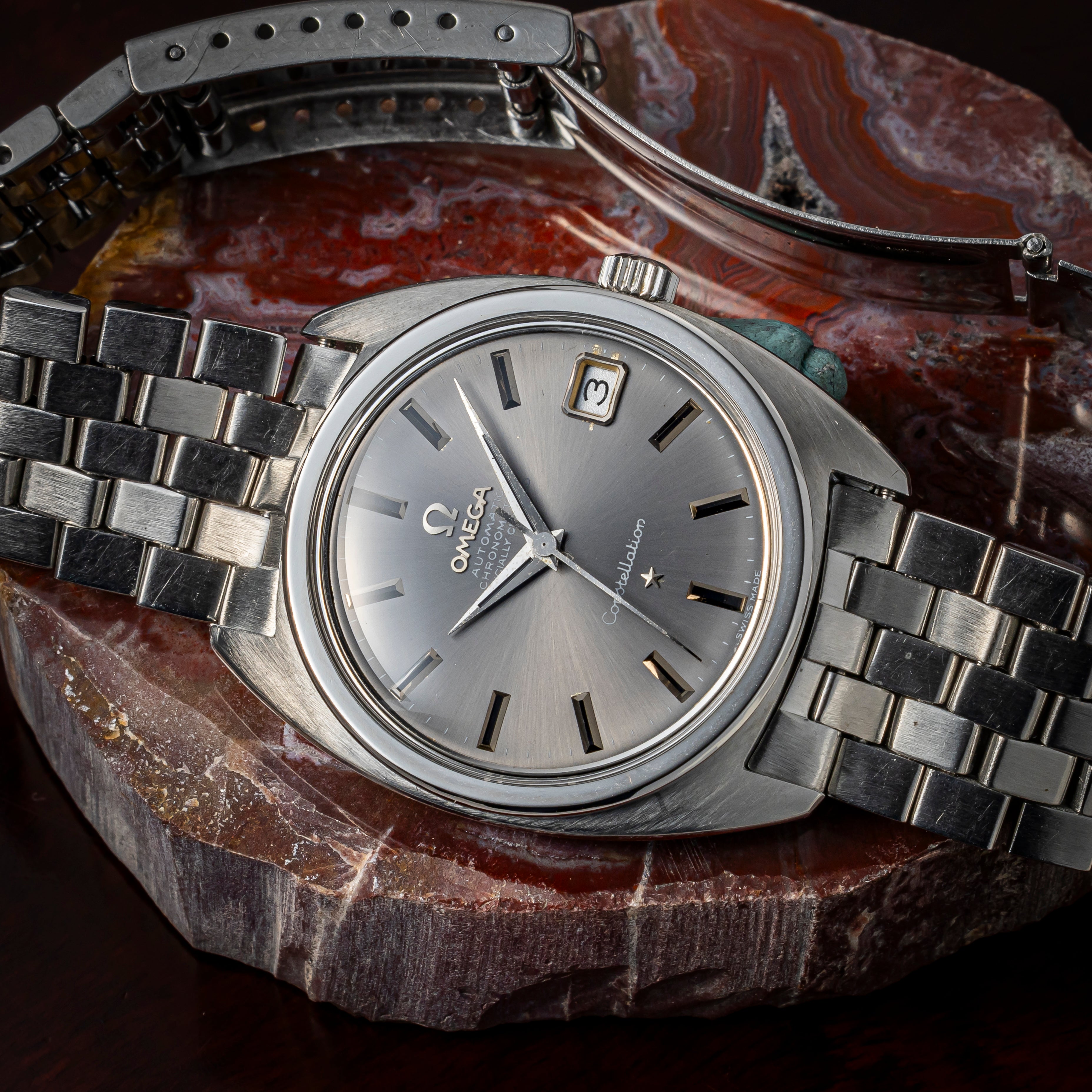 オメガ コンステレーション 1966年製ジェンタデザイン 前期初期型  ドーフィンハンド グレーダイヤル