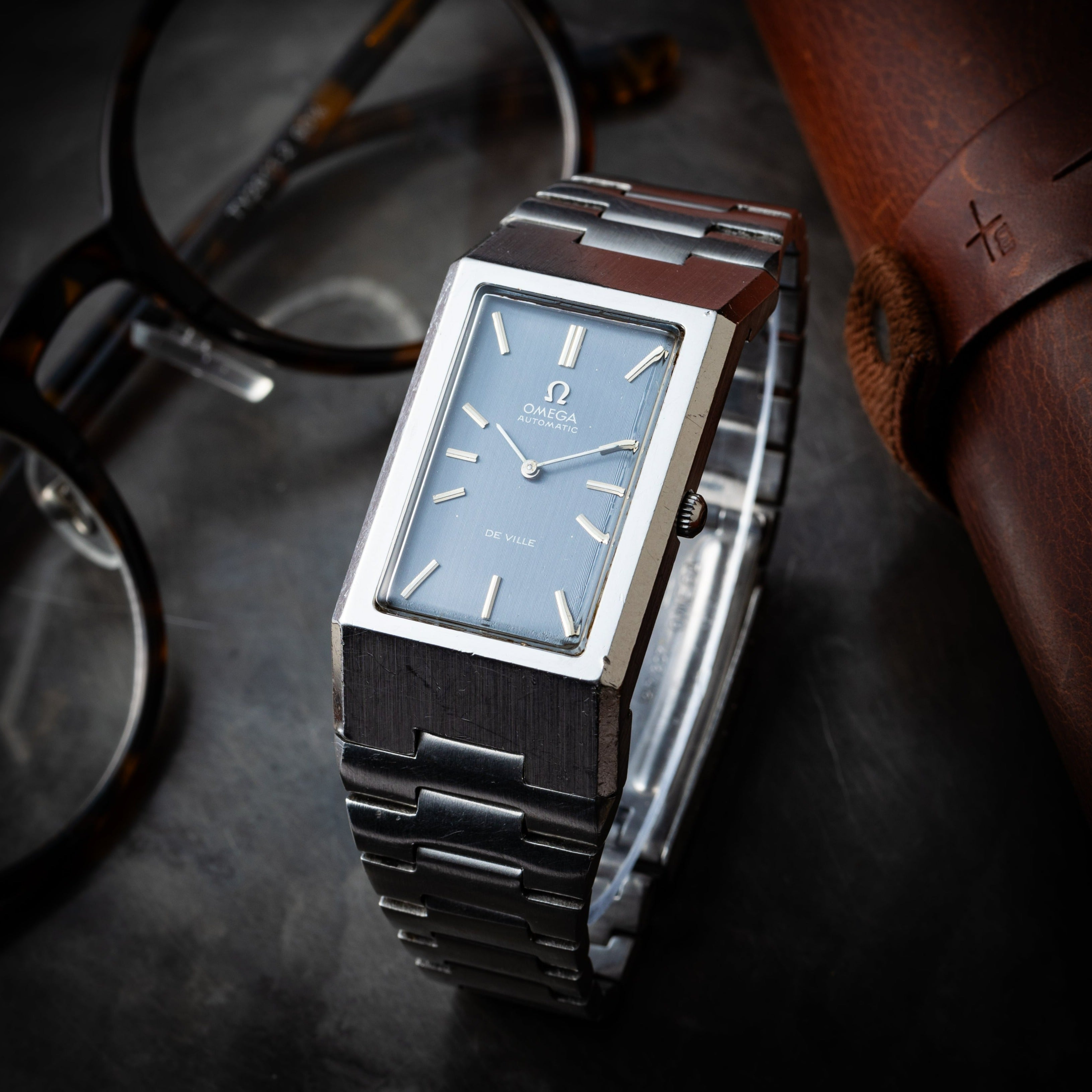 オメガ デ・ヴィル 角型ケース 1970年製 純正ブレス付き