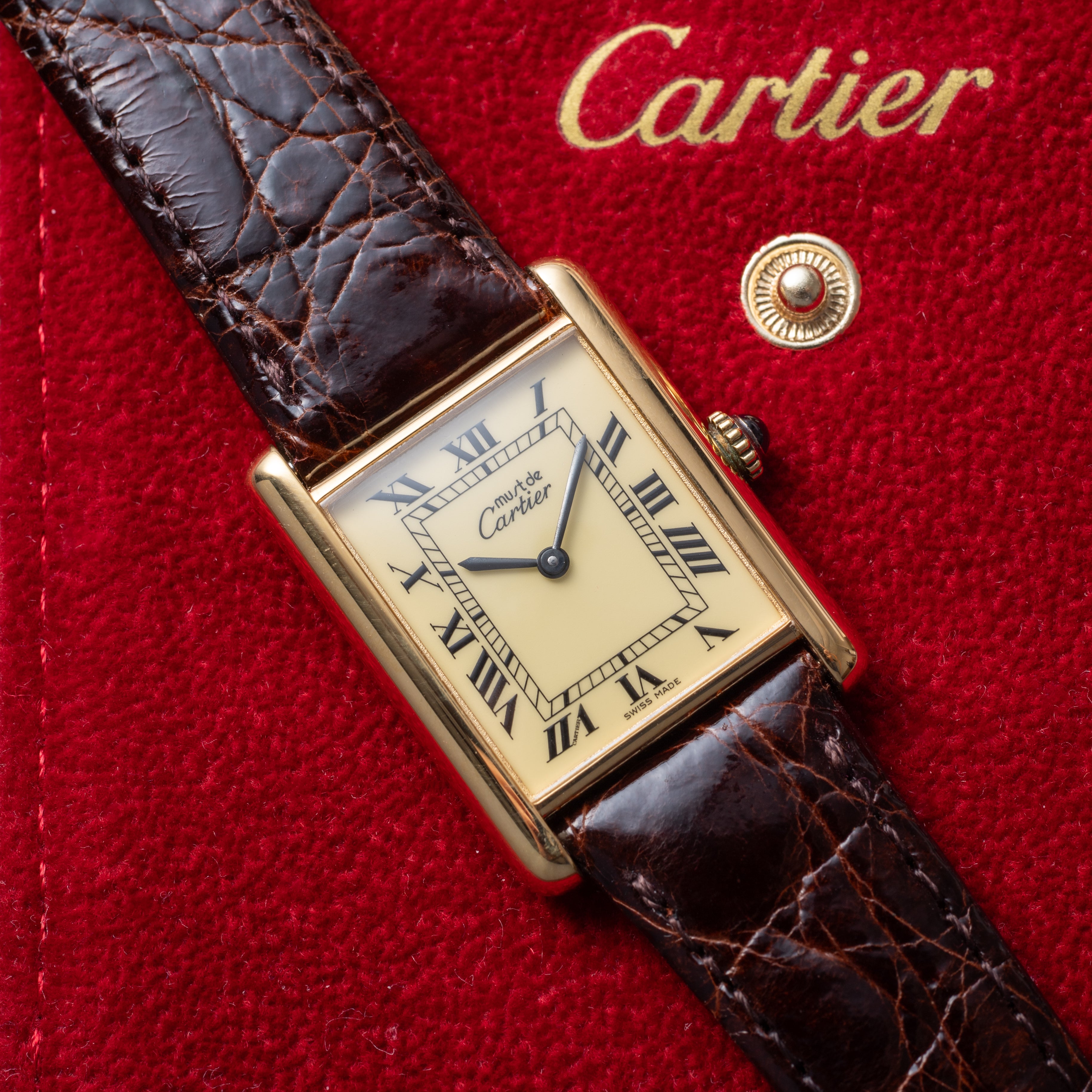 カルティエ マストタンク LMサイズ アイボリーダイヤル 1980年代製
