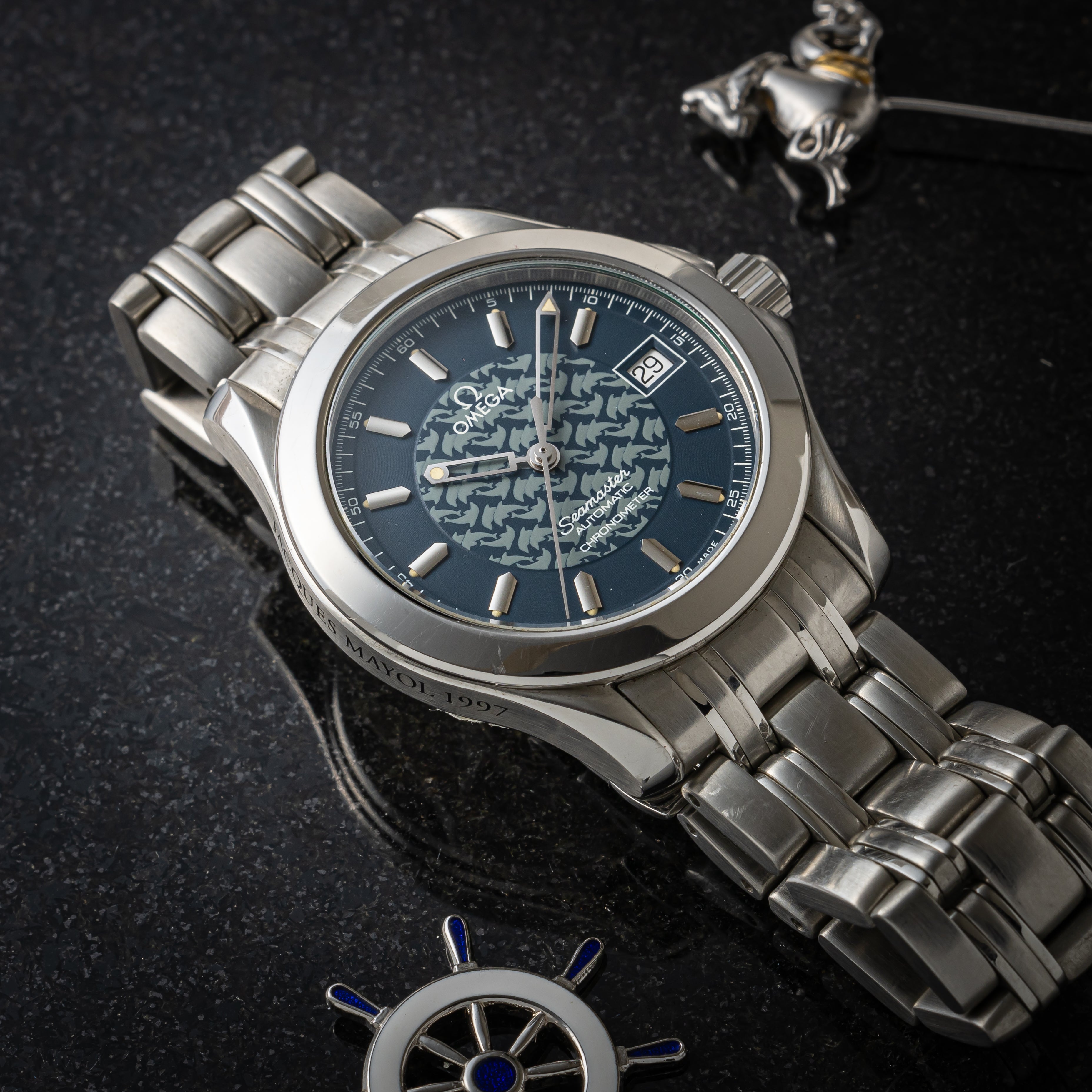 オメガ シーマスター ジャックマイヨール 1997年製 ギャラ,ノベルティ,余りゴマ付き行