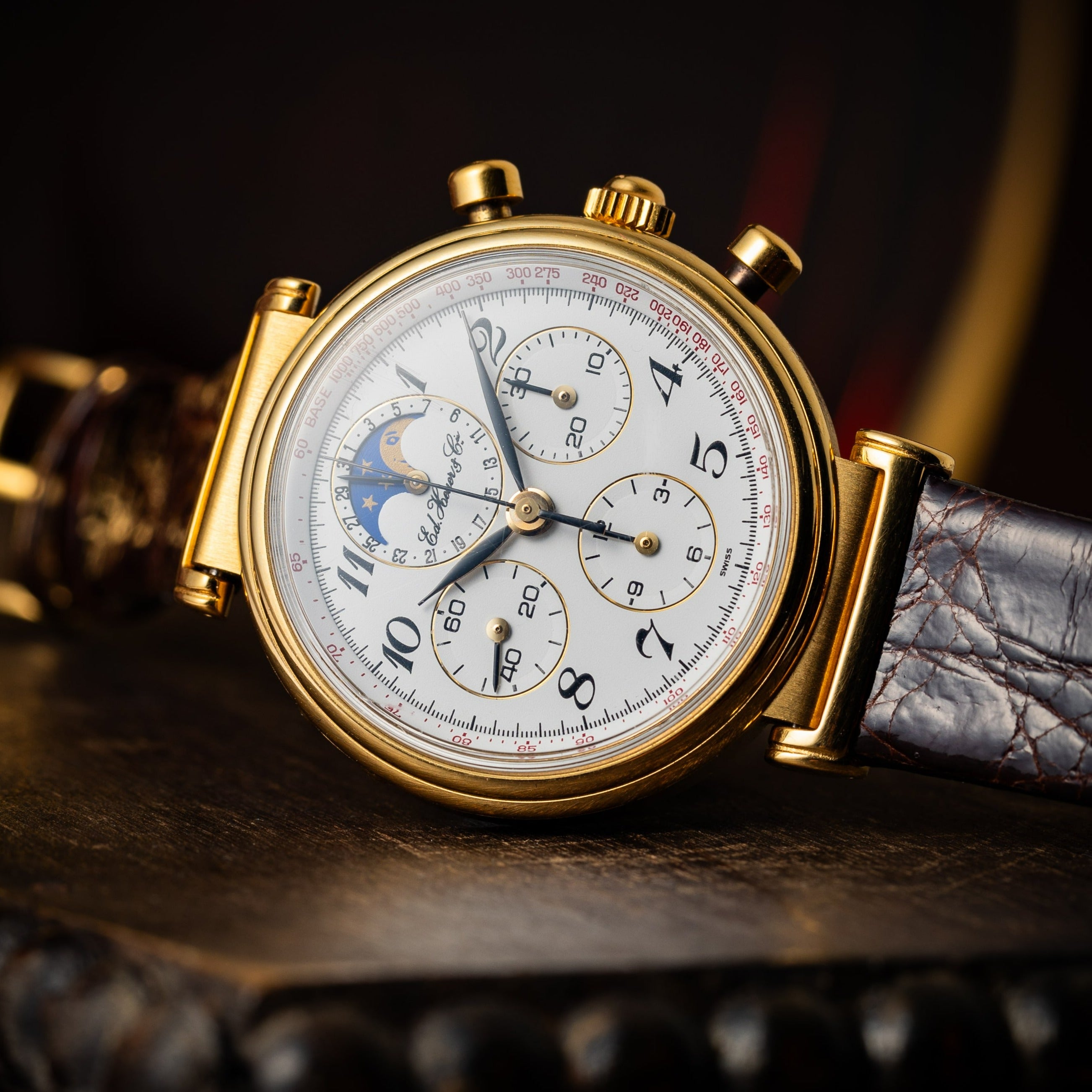 エドワード・ホイヤー カレンダームーンフェイズクロノグラフ 1990年製 Ref.188.215/1