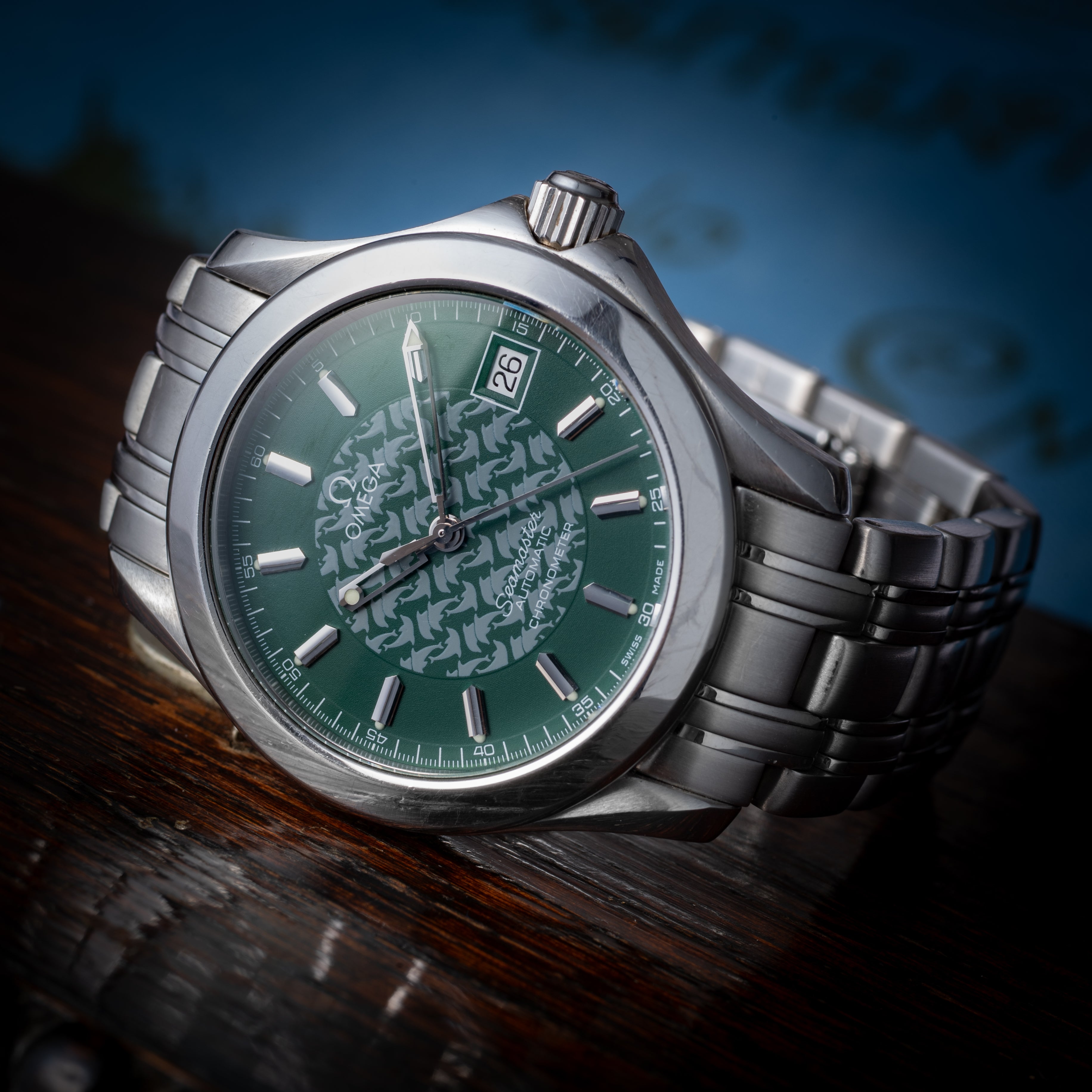 オメガ シーマスター120 1998年製 ジャックマイヨール 限定 グリーンダイヤル ギャラ付き