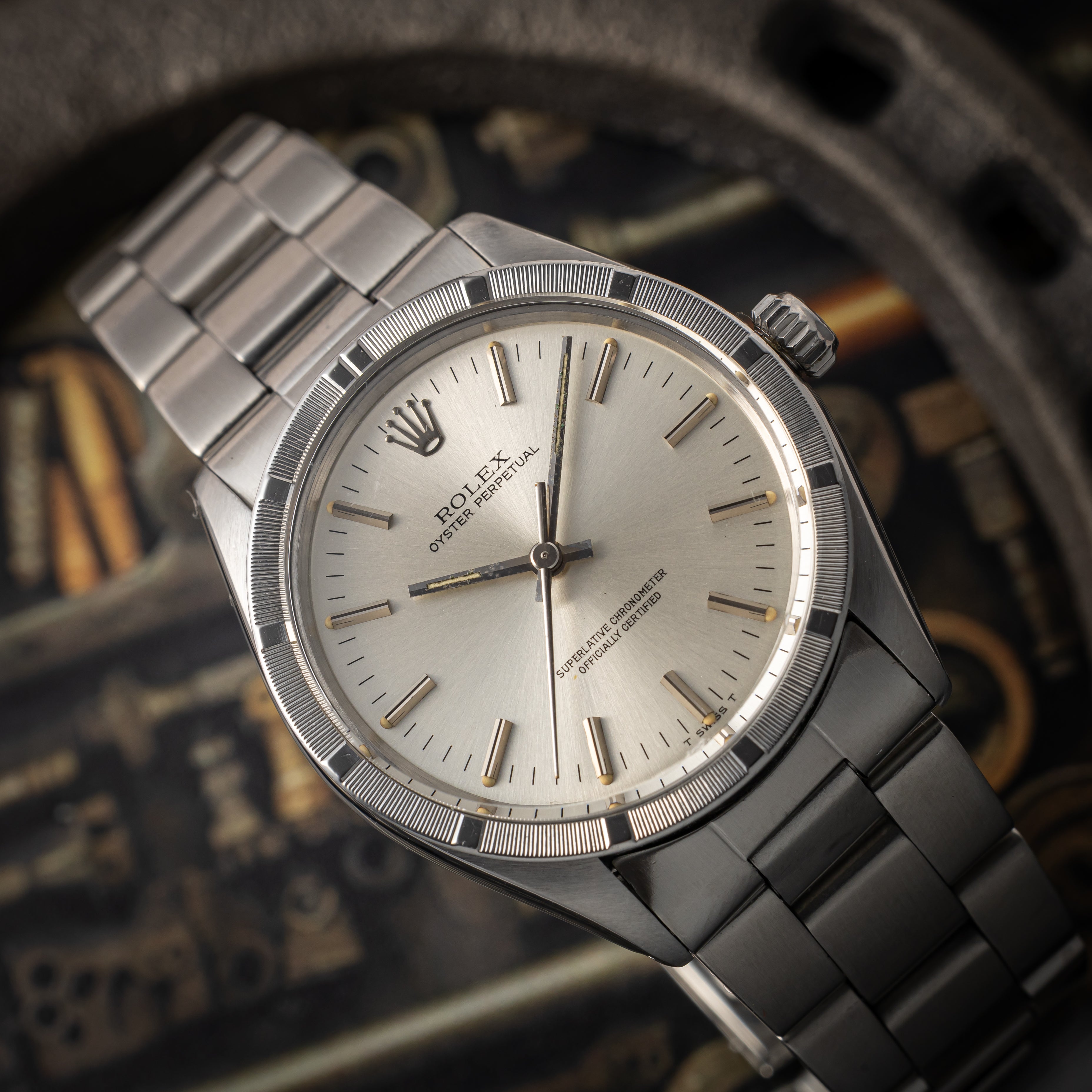 ロレックス オイスターパーペチュアル 1973年製 エンジンターンドベゼル Ref.1007 ノンデイト