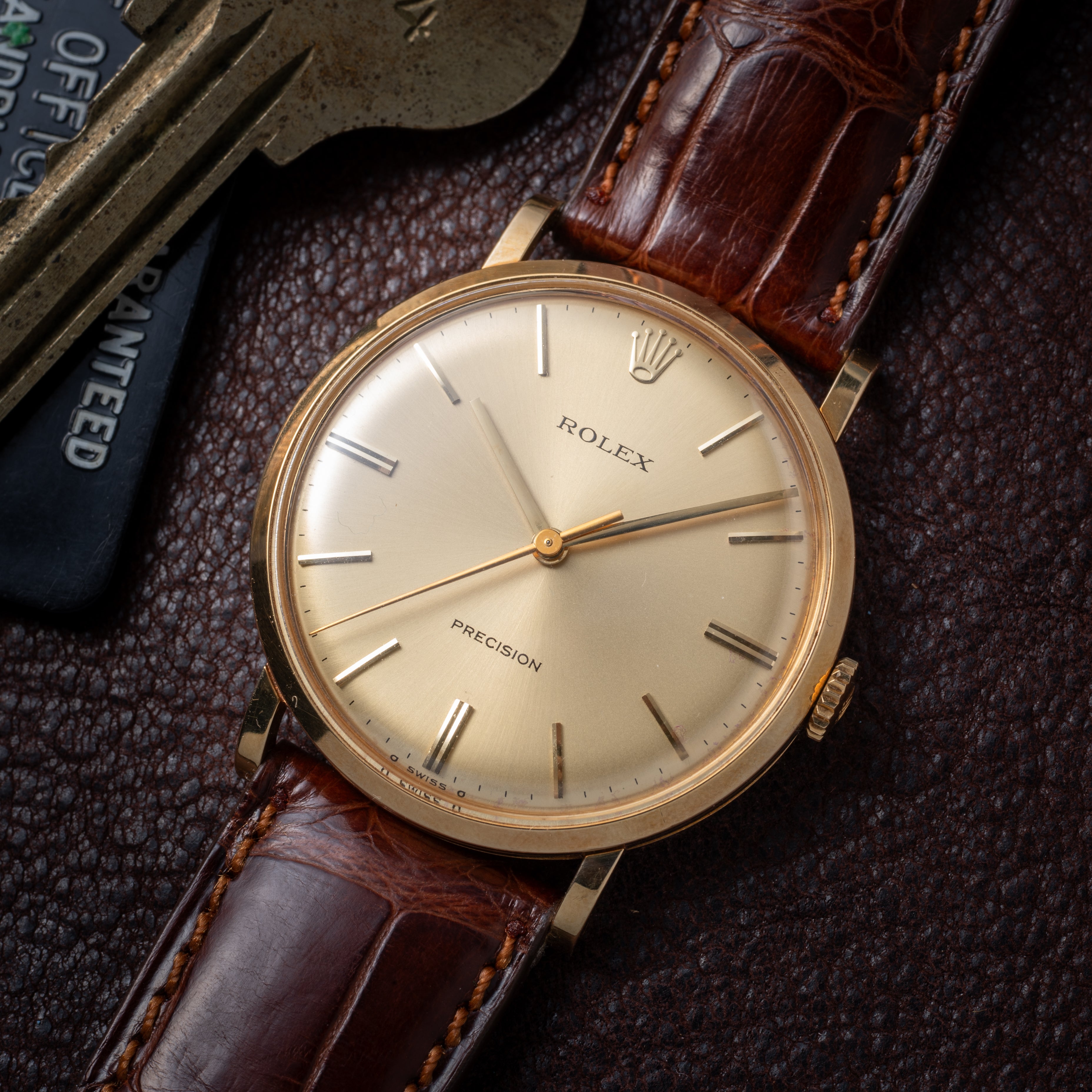 ロレックス プレシジョン 1975年製 18金無垢 手巻き Ref.3410 純正尾錠付き