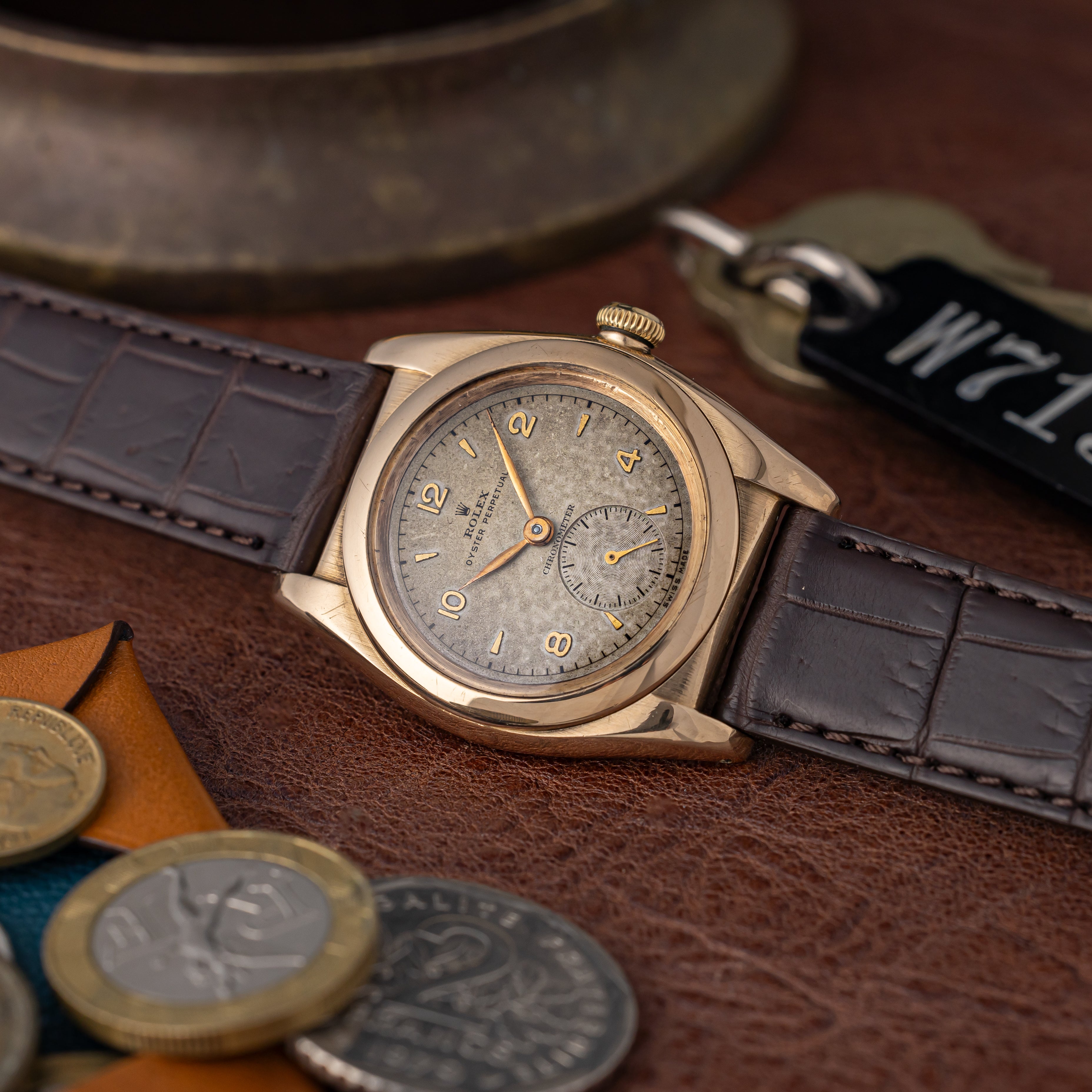 ロレックス バブルバック 14金無垢ピンクゴールド 1946年製 スモールセコンド Ref.3130