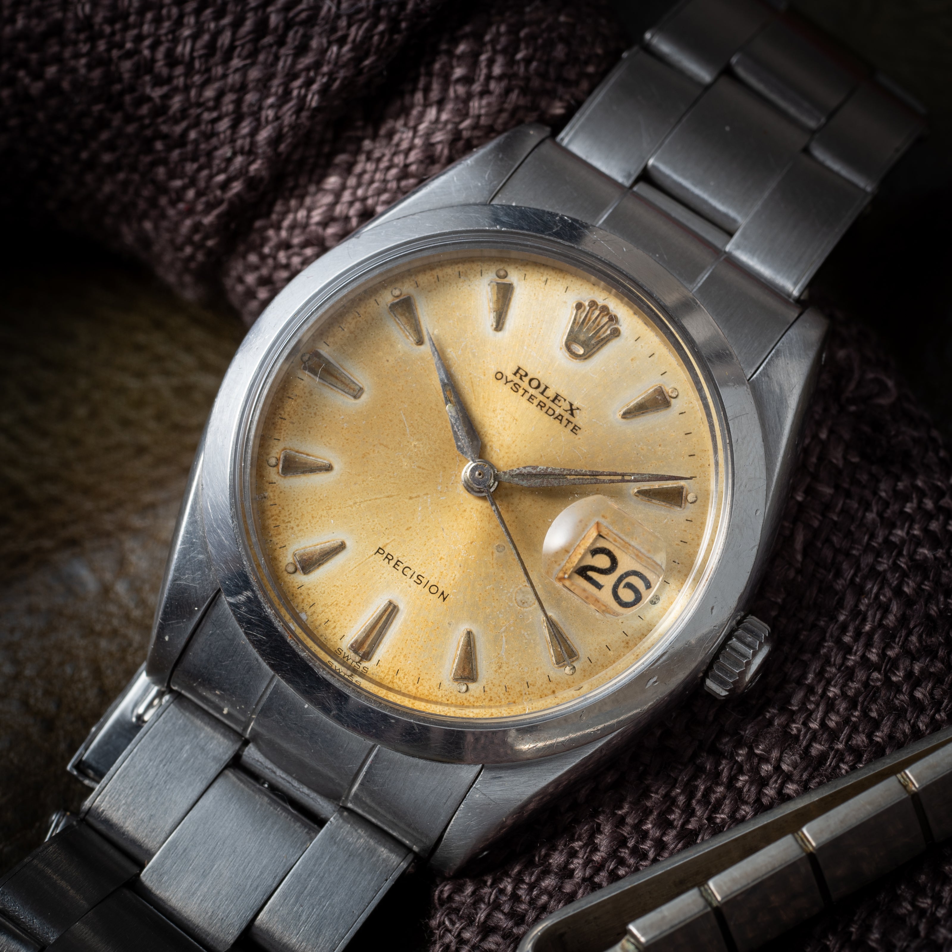 ロレックス オイスターデイト 1962年製 Ref.6694 剣針 純正リベットブレス