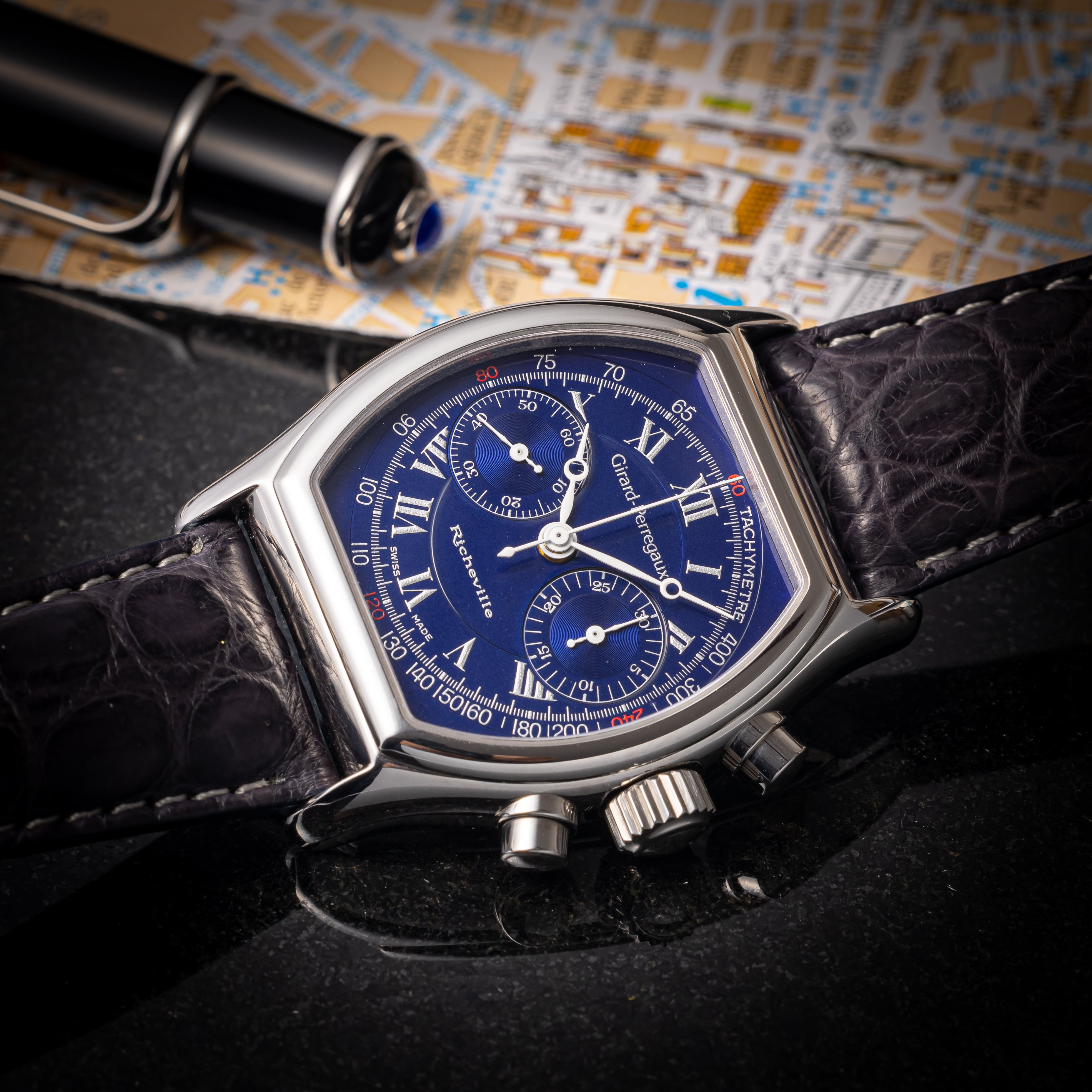 ジラールペルゴ リシュビル 1990年代製 クロノグラフ 箱、ギャラ付き