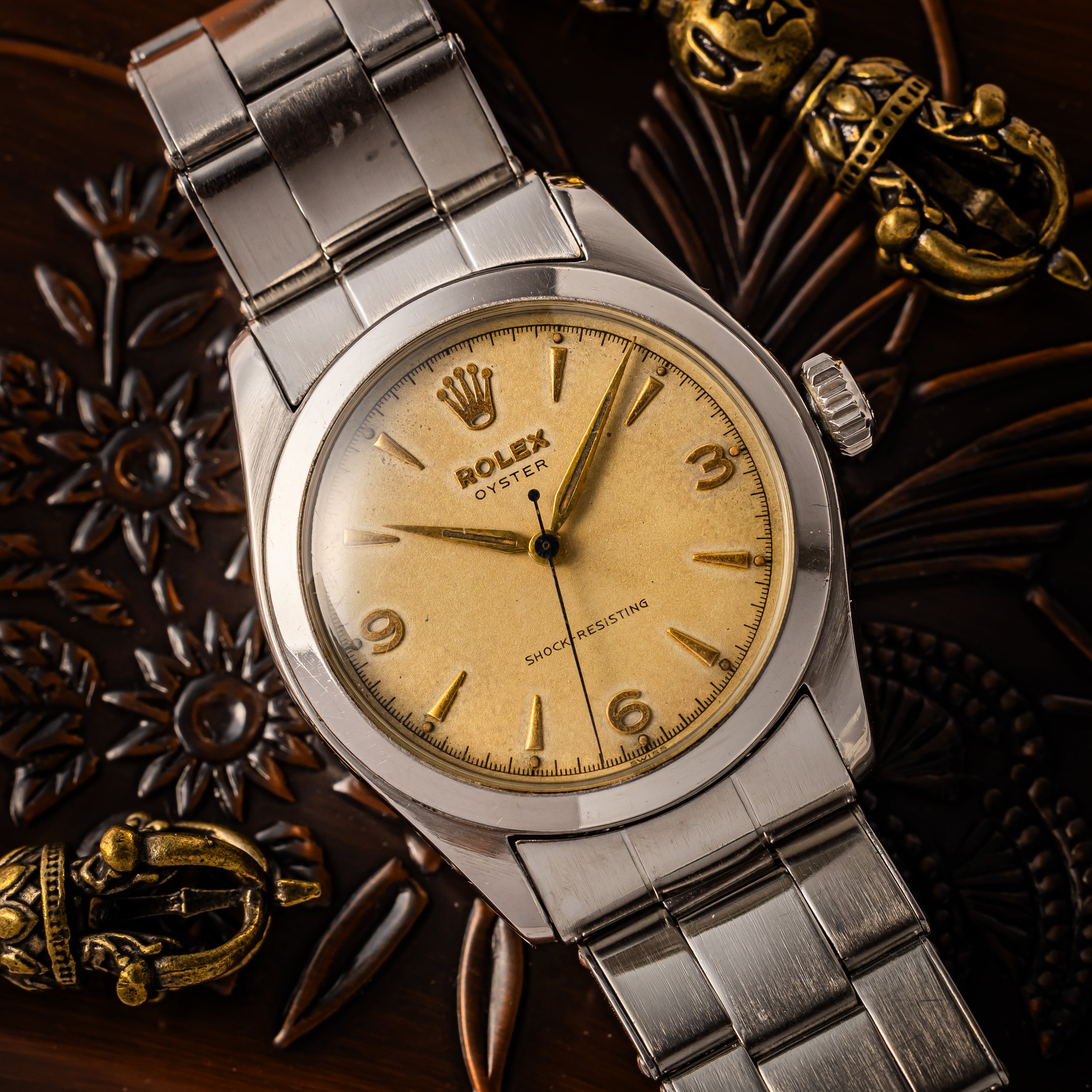 ロレックス オイスター 手巻き 1950年代製 Ref.6082 オリジナルダイヤル 純正エクステンションリベットブレス