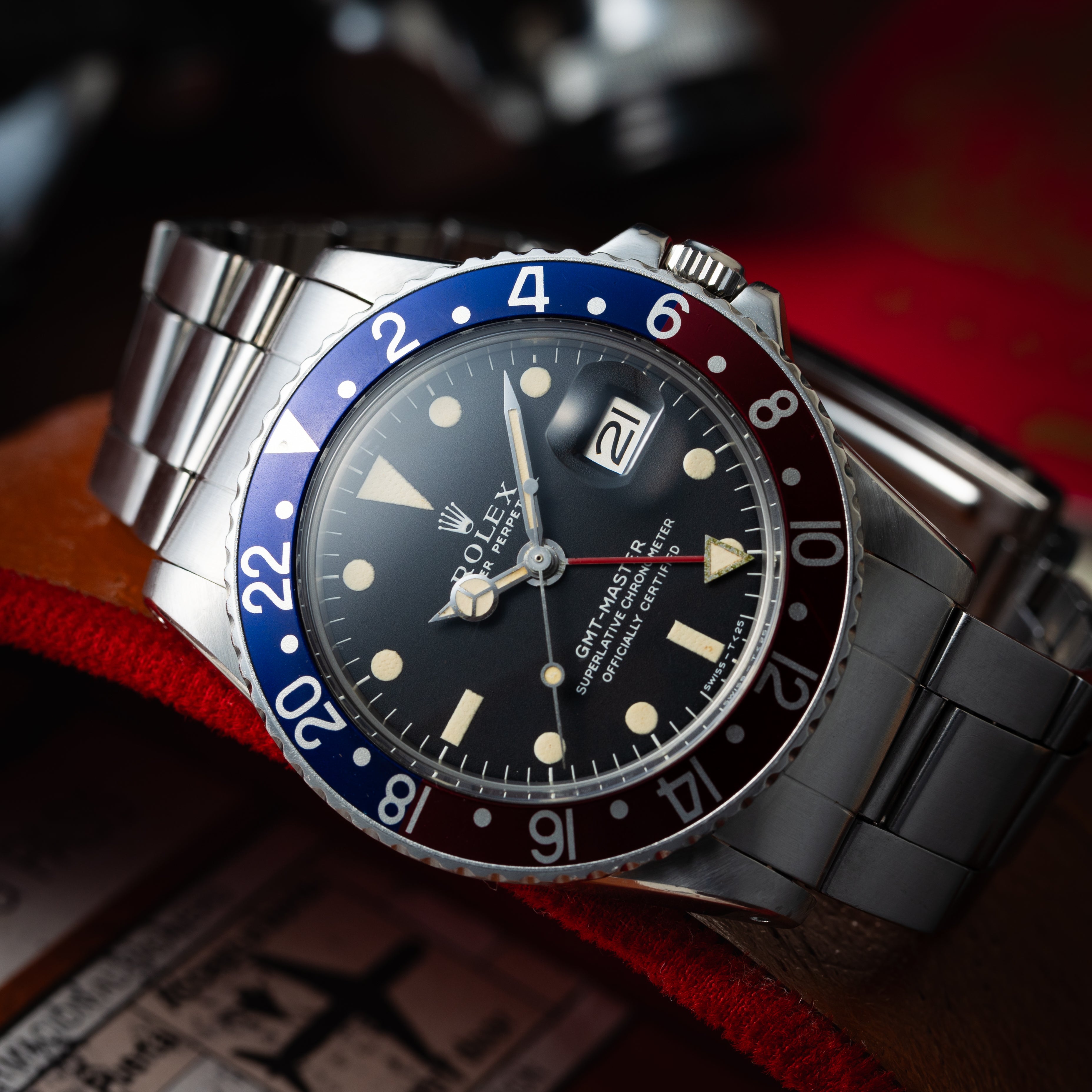 ロレックス GMTマスター ロングEダイヤル ペプシベゼル 1971年製 Ref.1675