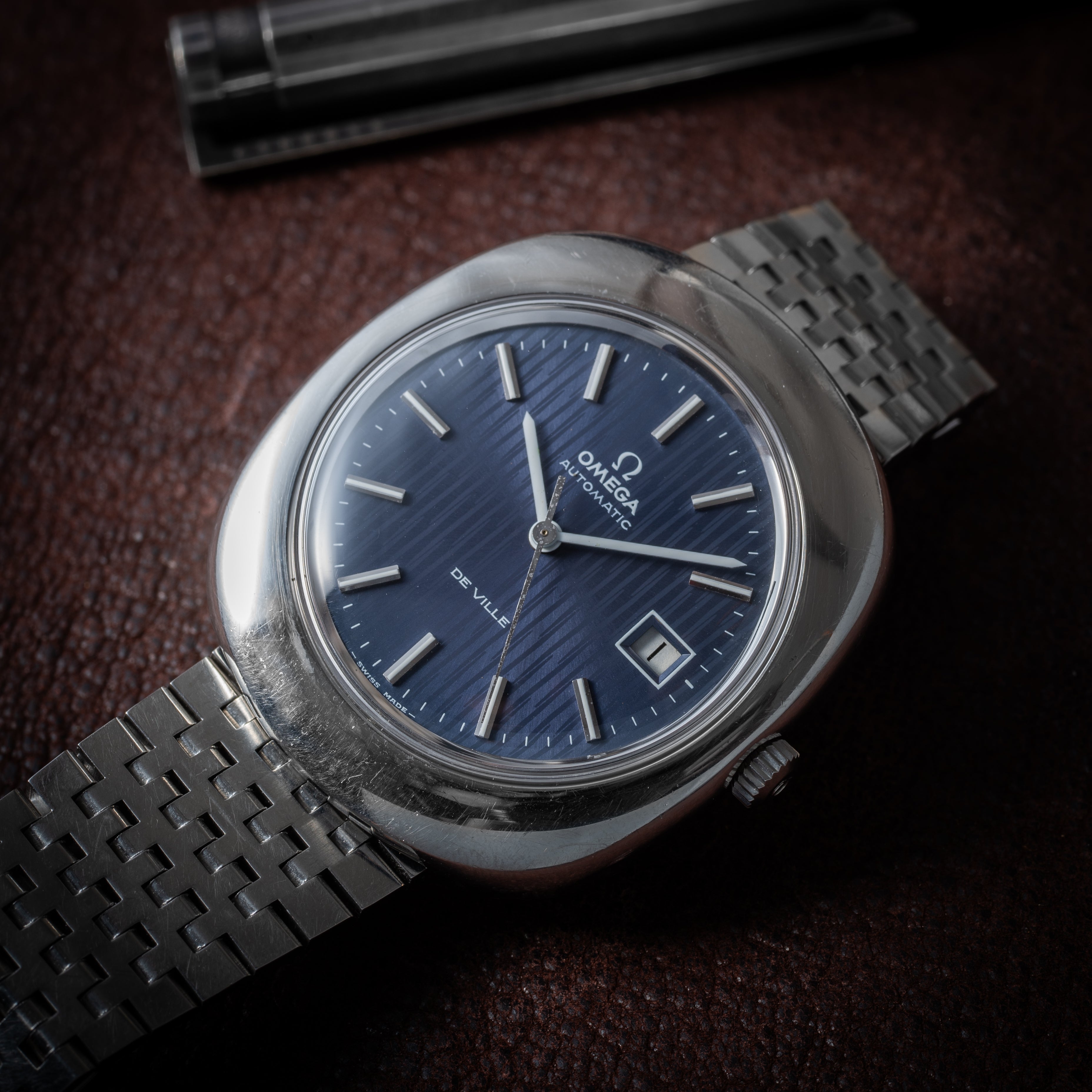 オメガ デ・ヴィル 1972年製 クッションケース ブルーダイヤル Ref.166.155