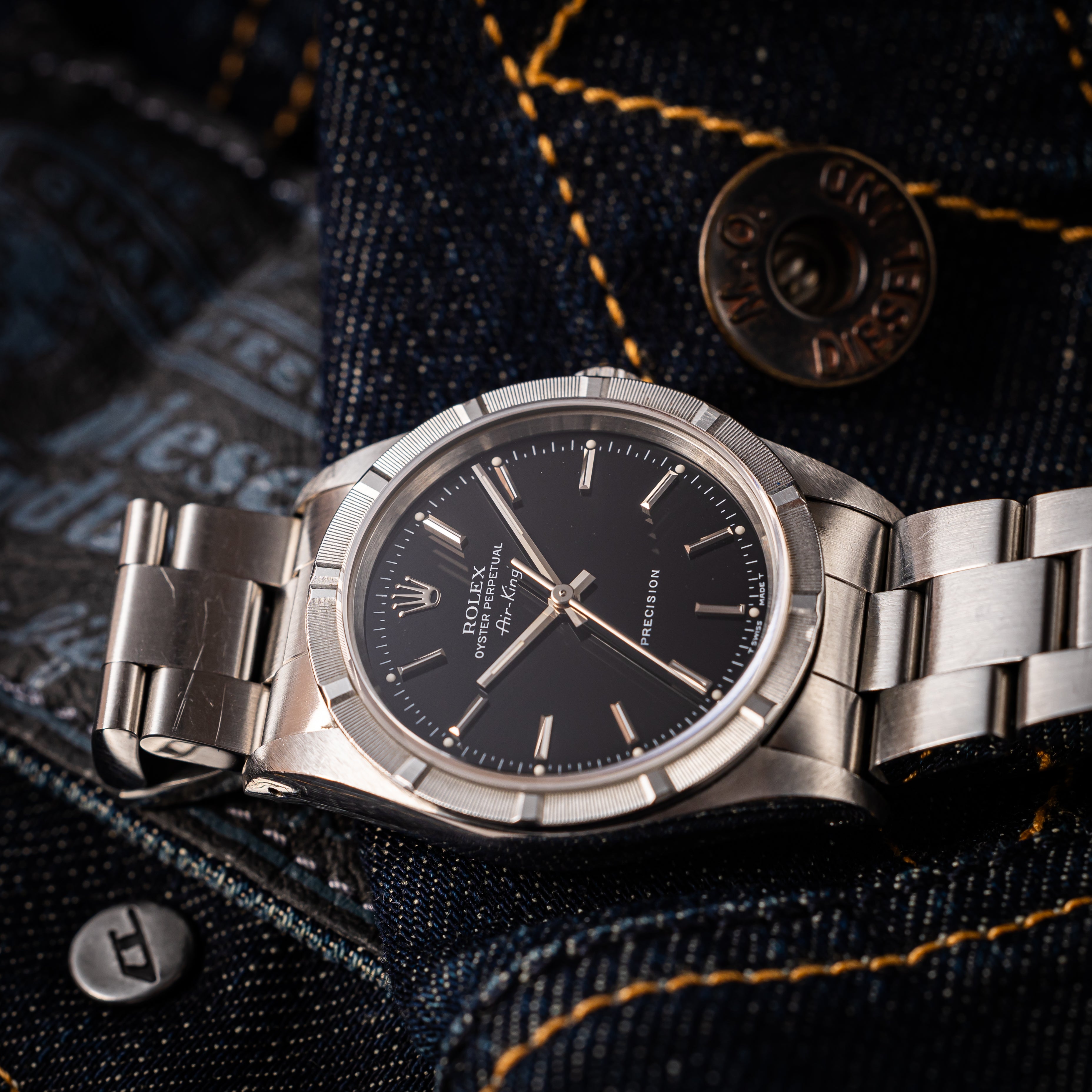 ロレックス エアキング Ref.14010 1992年製 ブラックダイヤル エンジンターンドベゼル