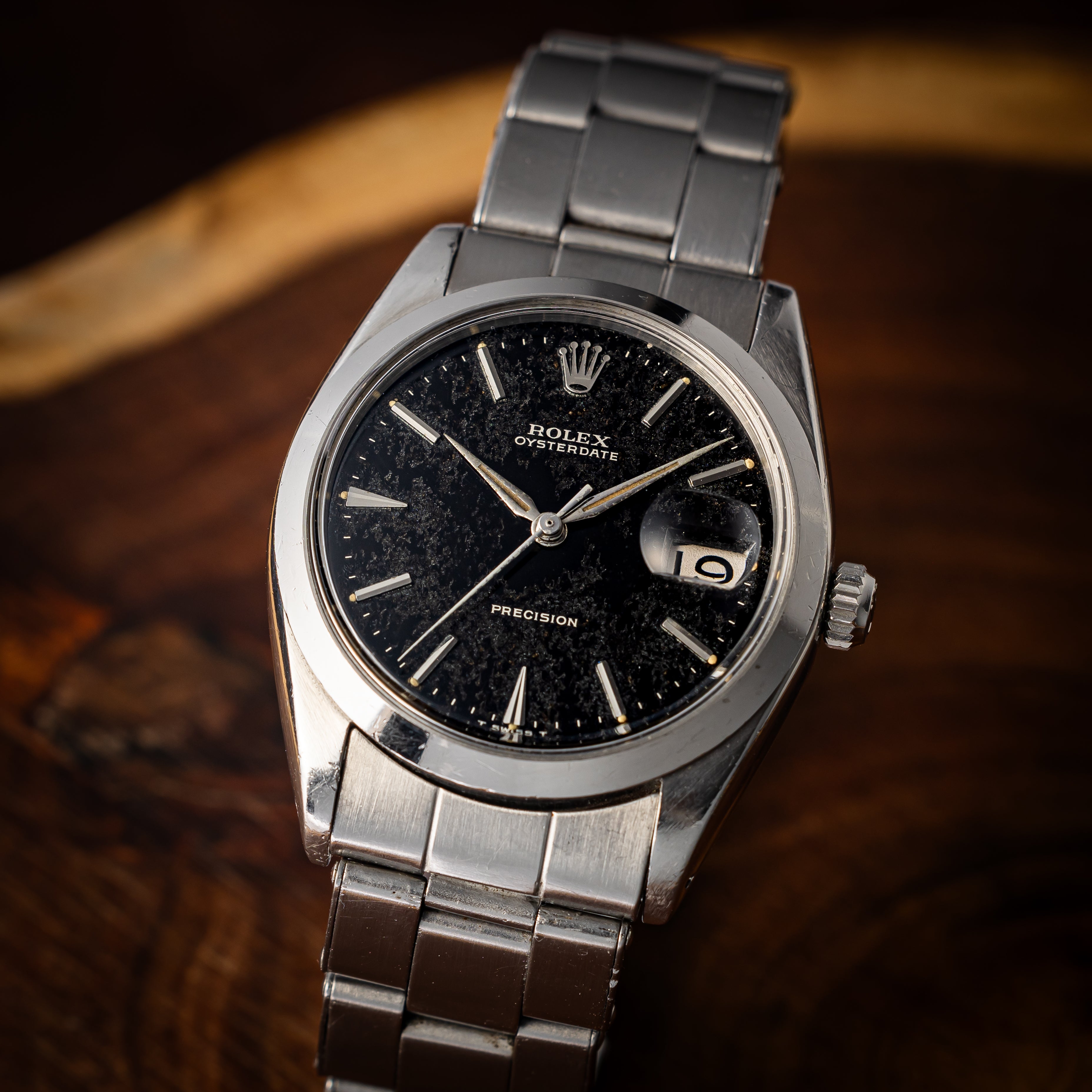 ロレックス オイスターデイト 1965年製 Ref.6694 ブラックミラーダイヤル