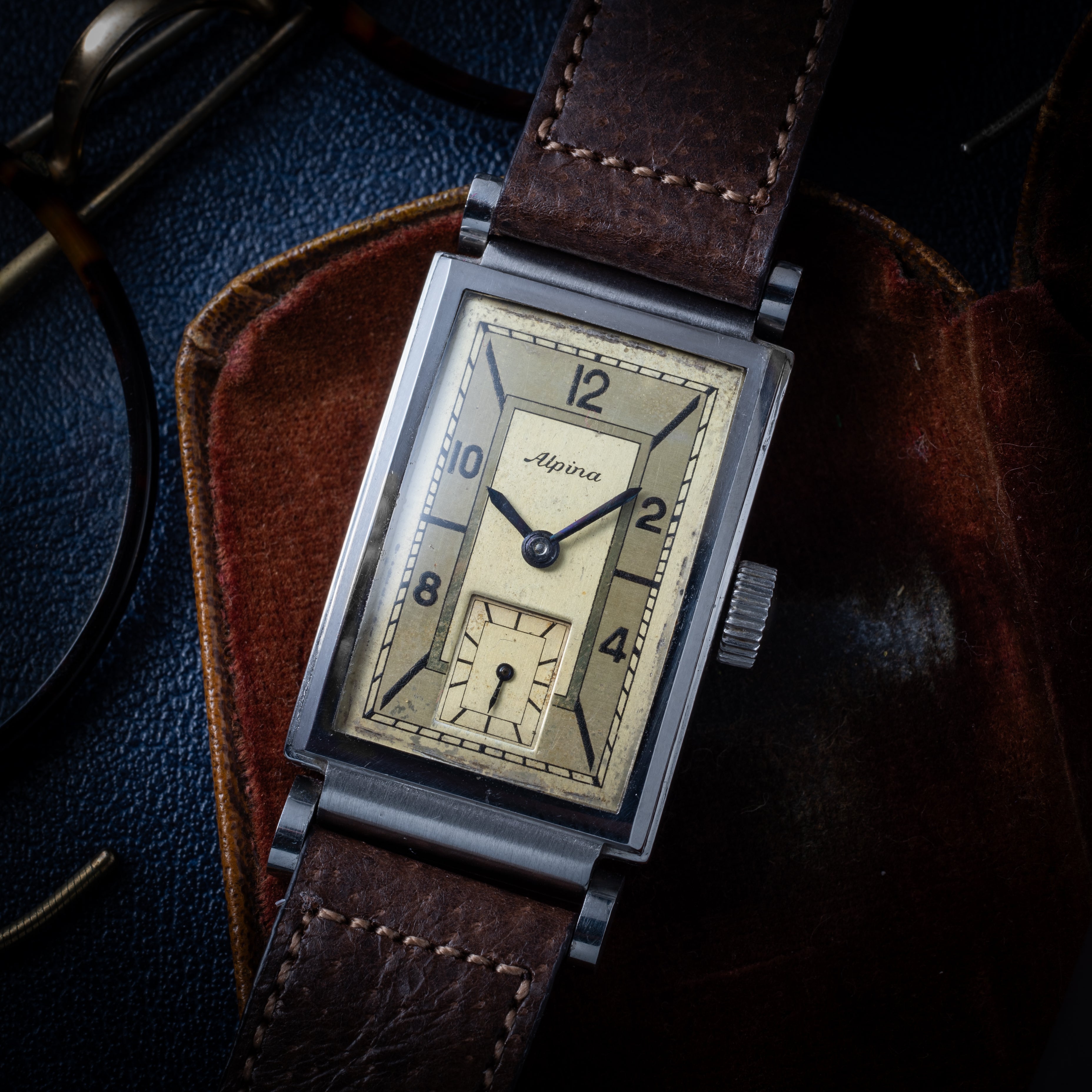 アルピナ レクタンギュラー 1940年代製 手巻き 可動ラグ スモールセコンド