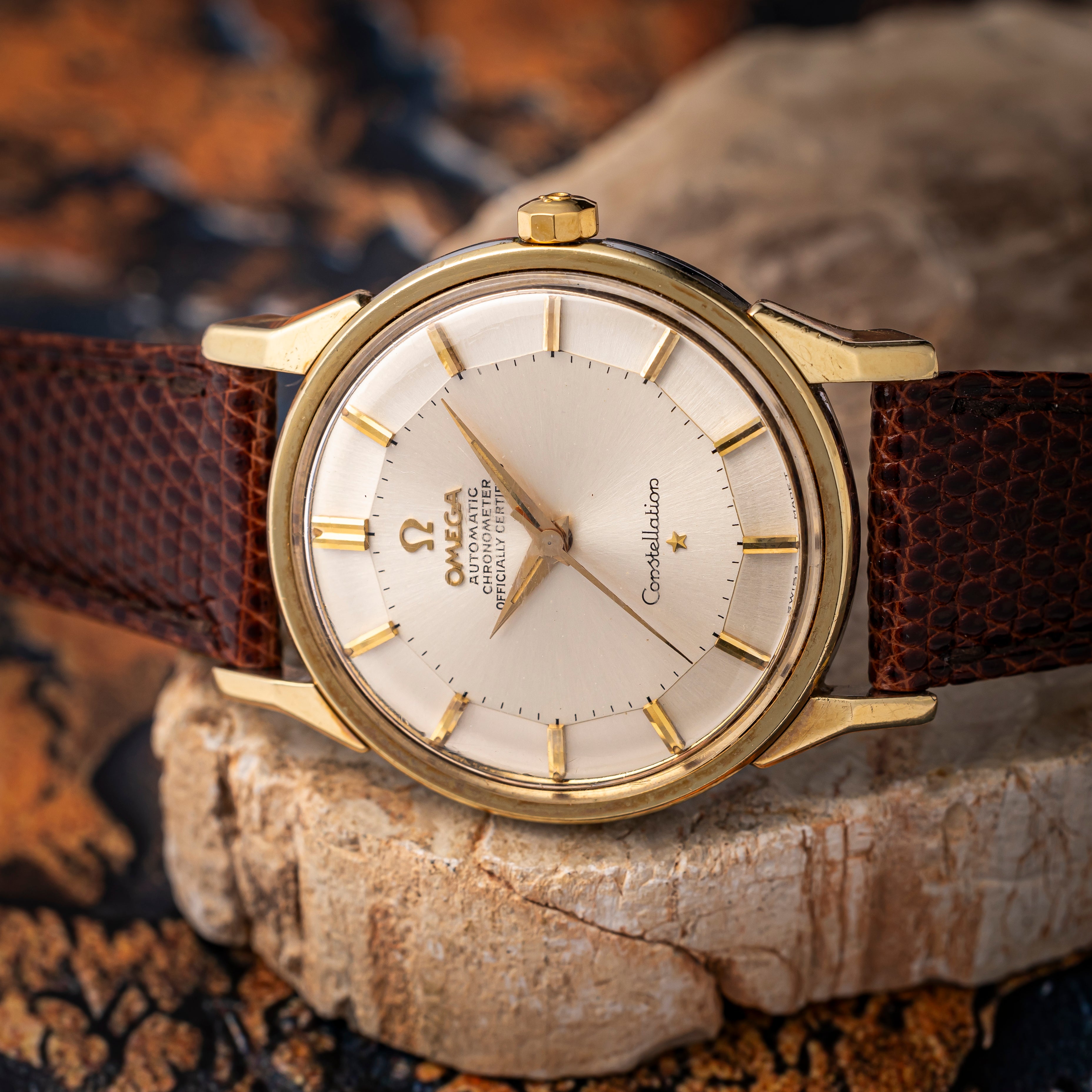 オメガ コンステレーション 12角 パイパンダイヤル 1965年製 金張り Ref.167.005 純正尾錠付き