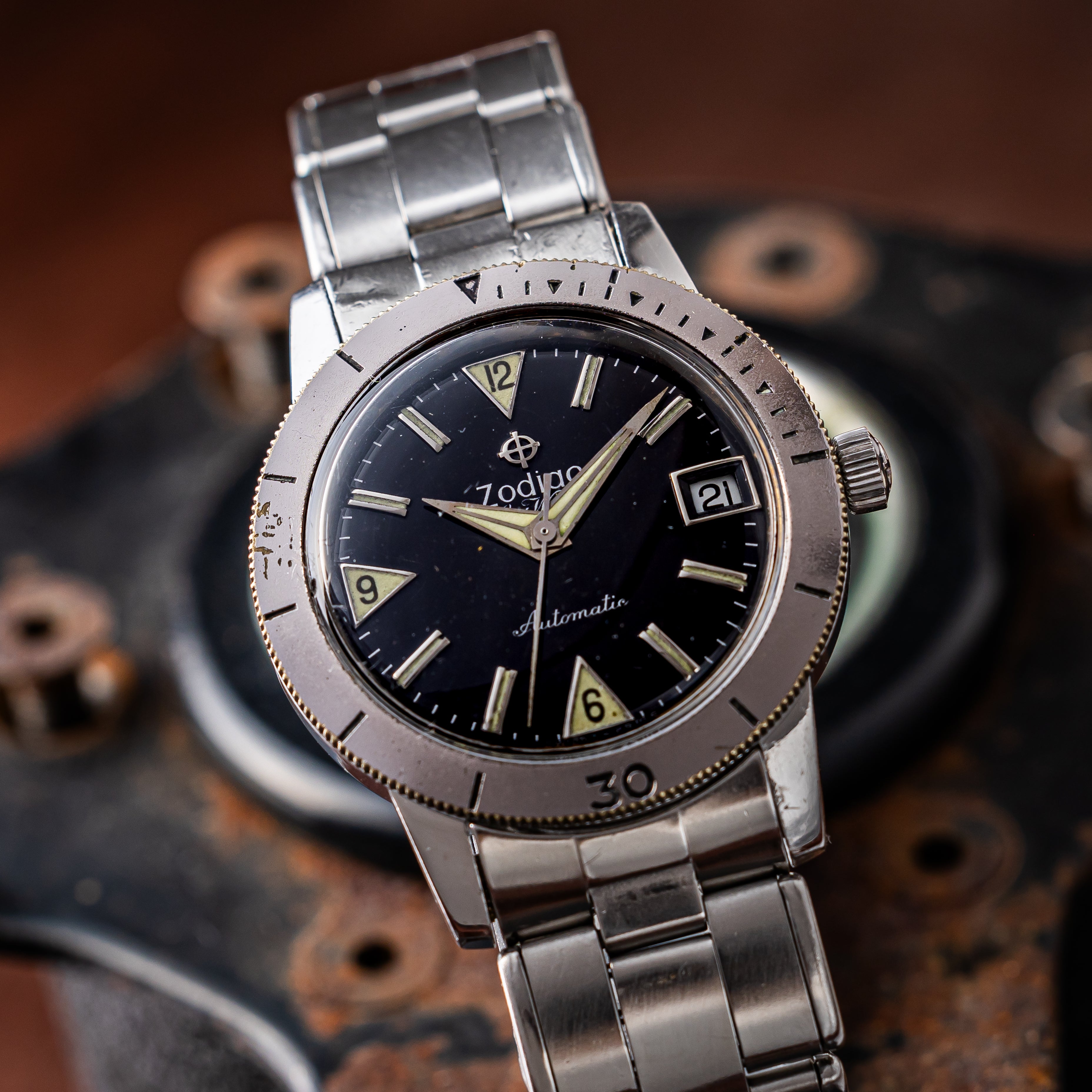 ゾディアック シーウルフ 1960年代後半~1970年代前半製 Ref.722-916 ブラックミラーダイヤル