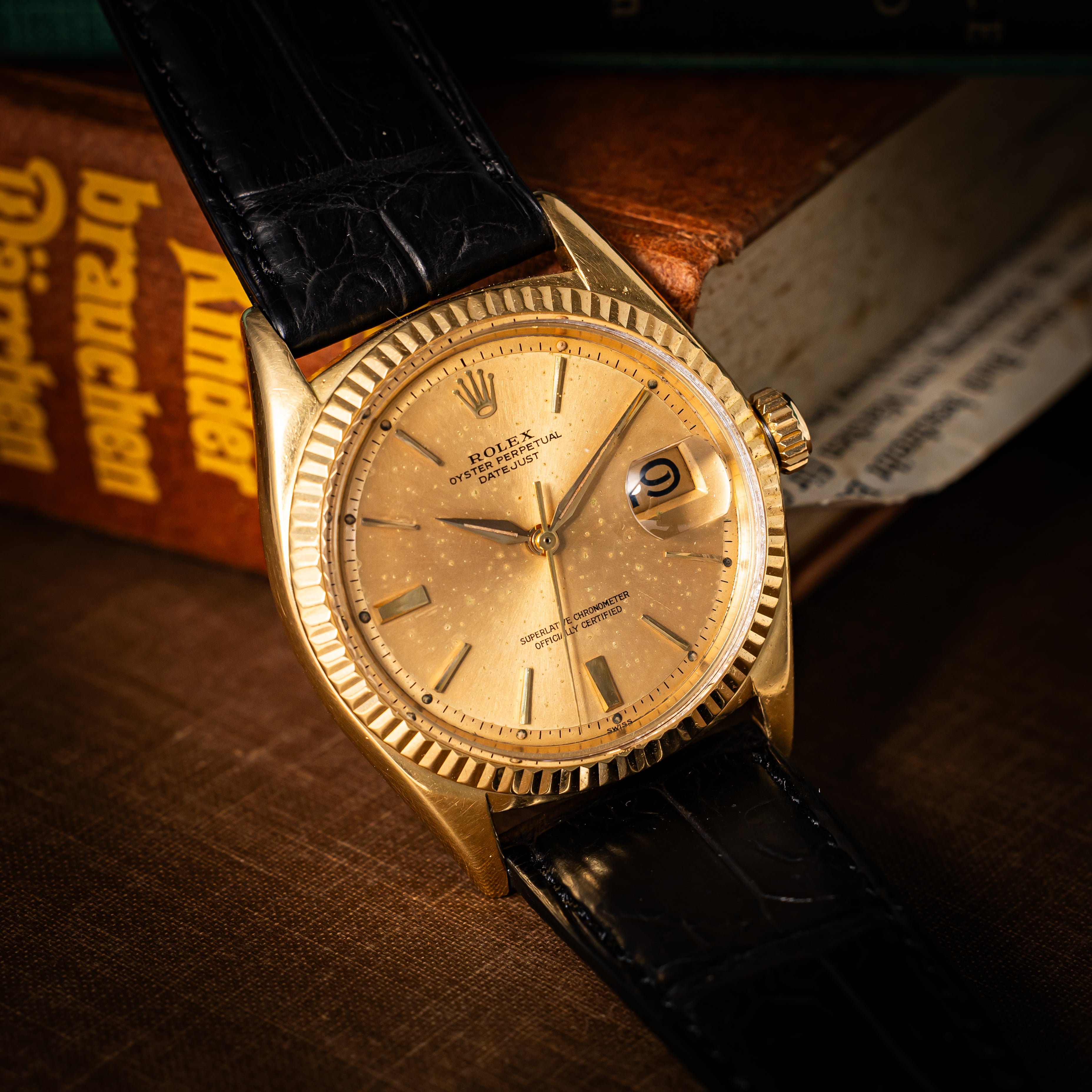 ロレックス デイトジャスト 1966年製 18金無垢製 Ref.1601 箱、クロノメーター証 修理保証書