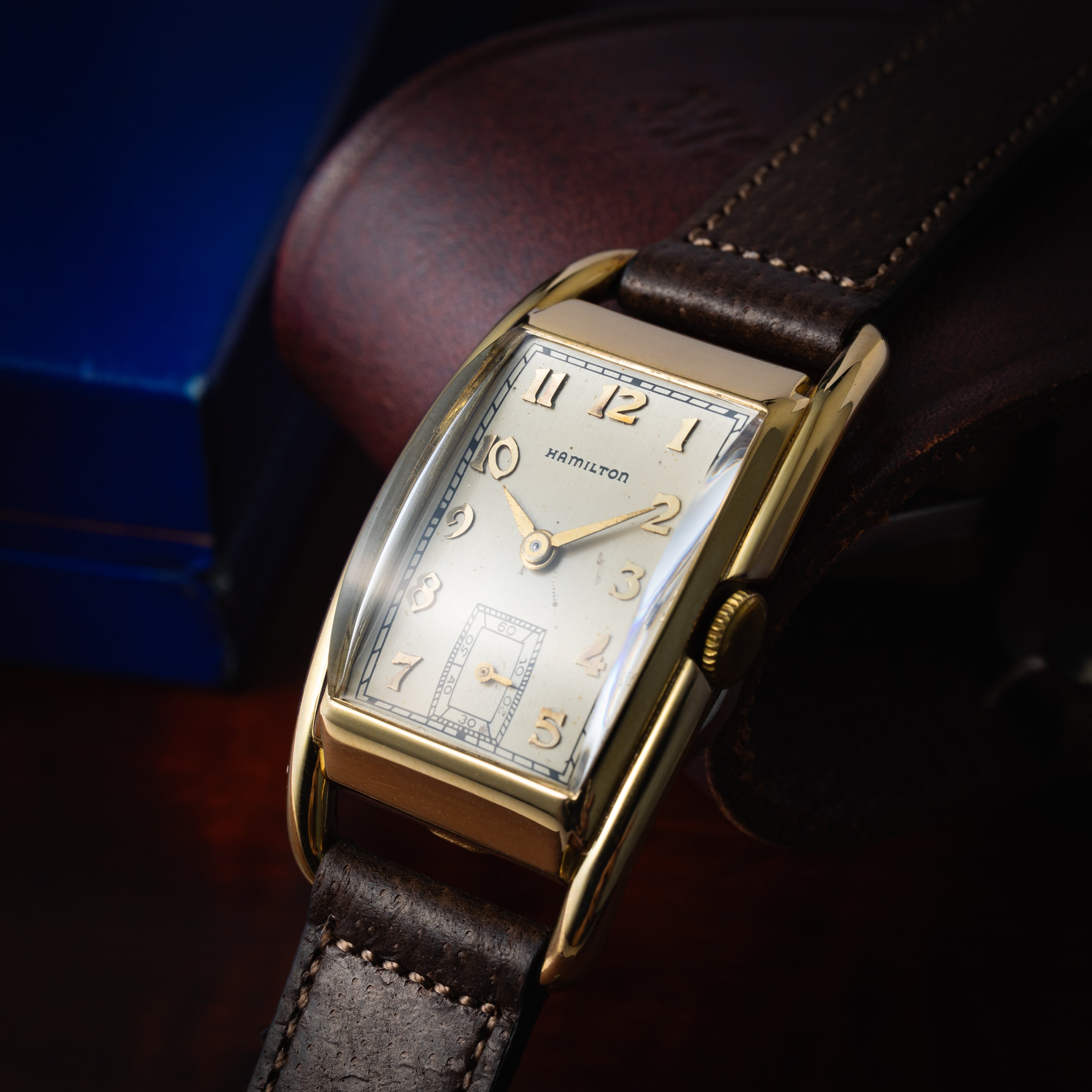 ハミルトン レクタンギュラー 手巻き 14金張り Cal.982 1940年代製  金無垢インデックス