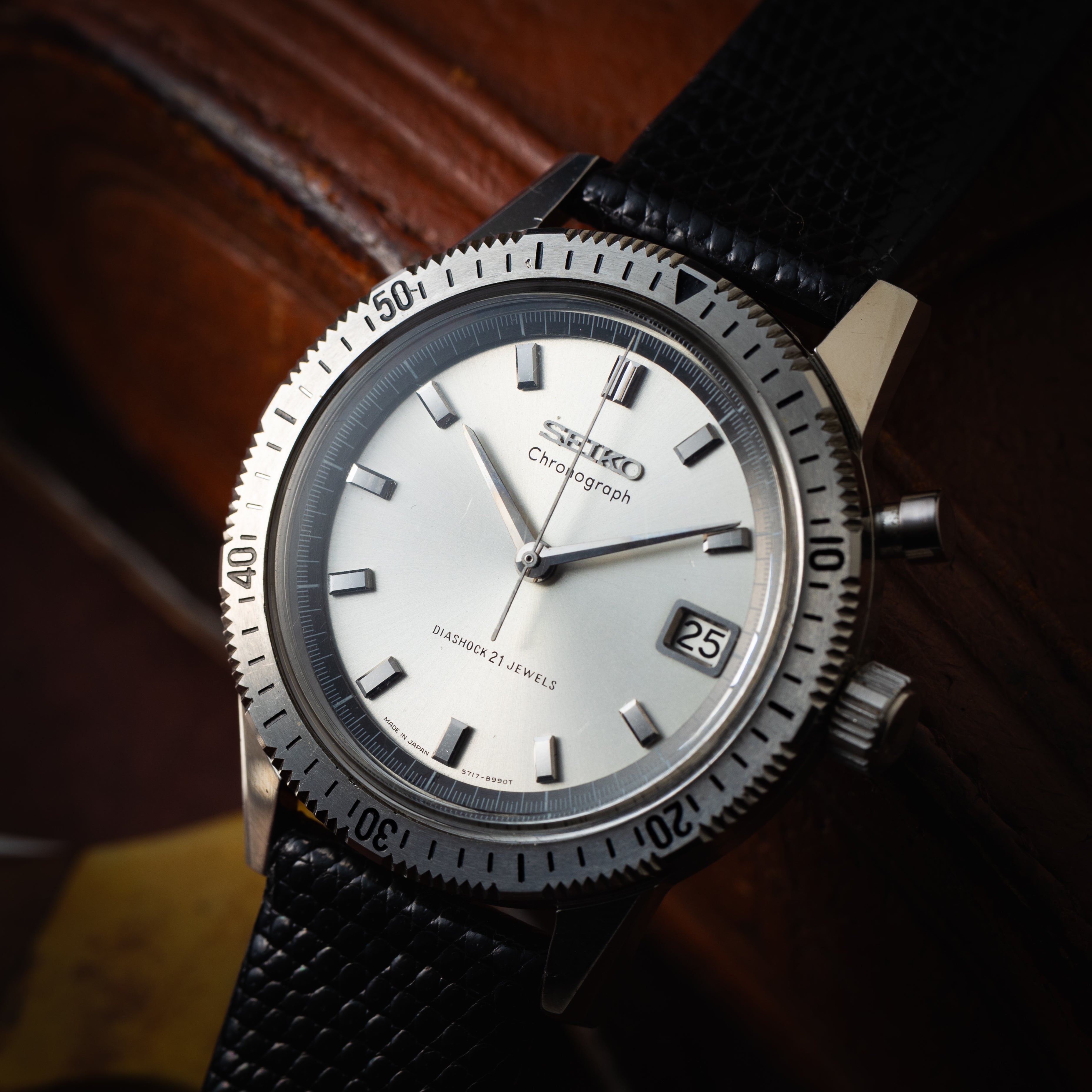 セイコー ワンプッシュクロノグラフ 1964年製 手巻き 純正尾錠付き