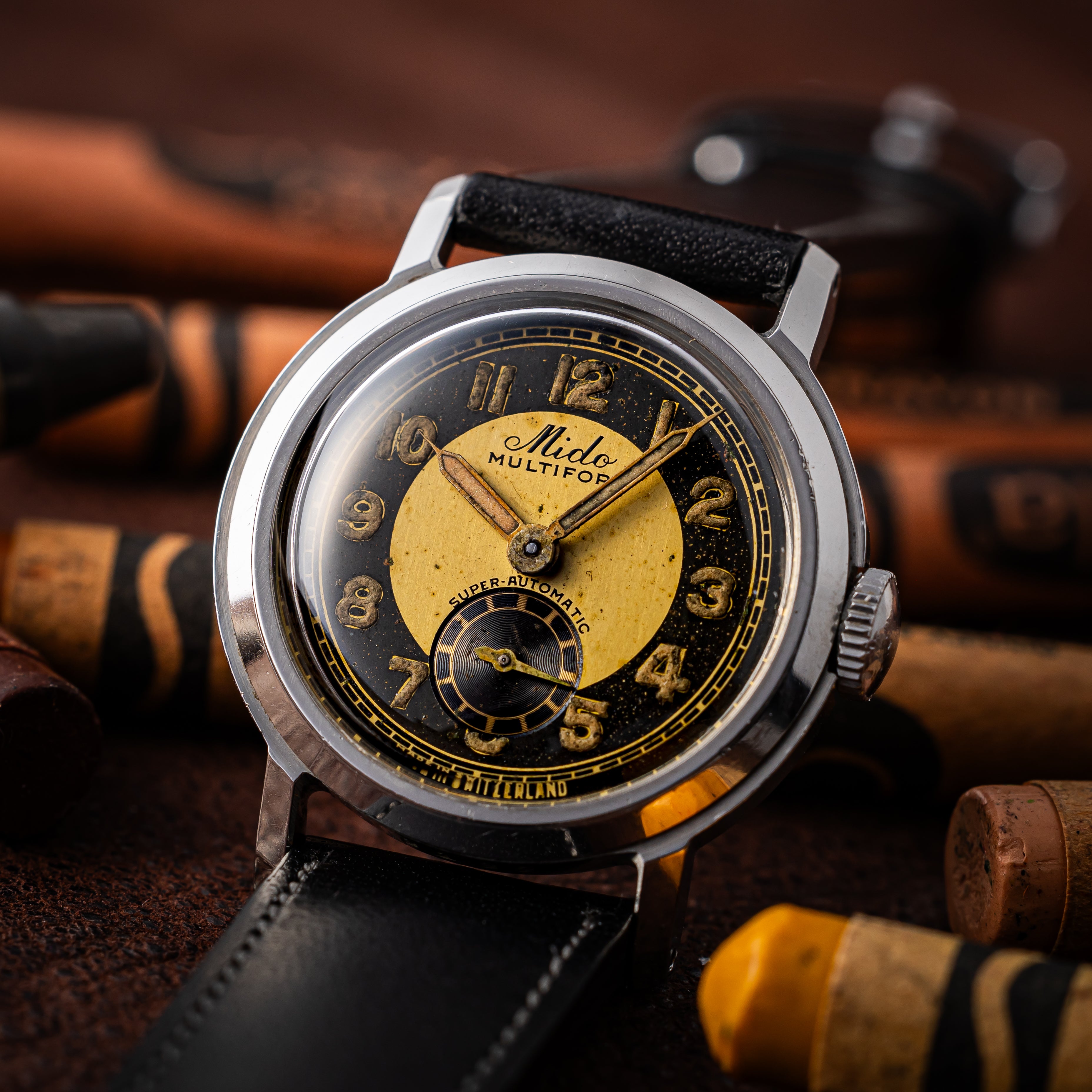 ミドー マルチフォート オートマチック 1940年代製 ツートンアラビアダイヤル スモールセコンド 手巻き