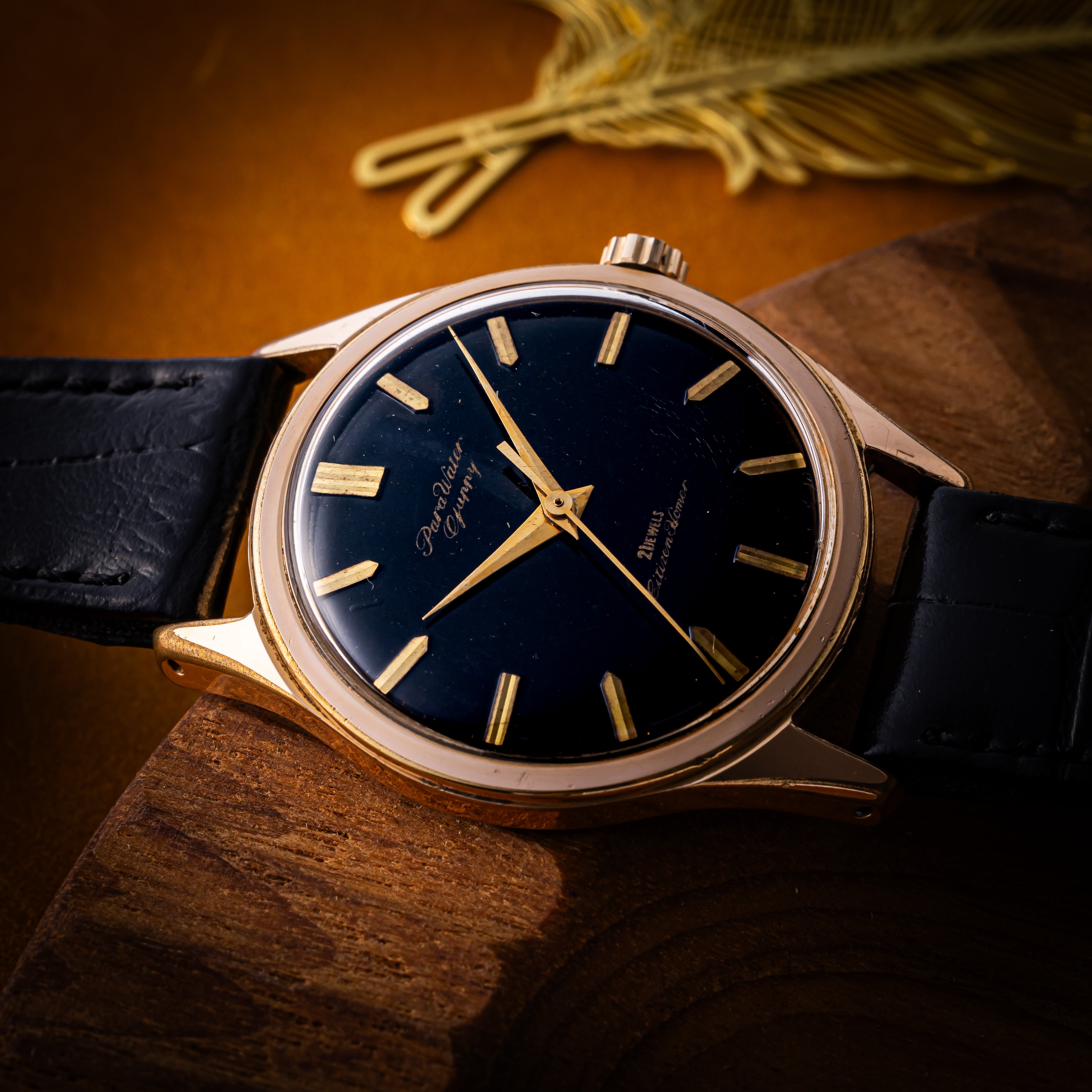 シチズン ホーマー パラウォーター グッピー 1960年代製 金張り ブラックミラーダイヤル スクリューバック