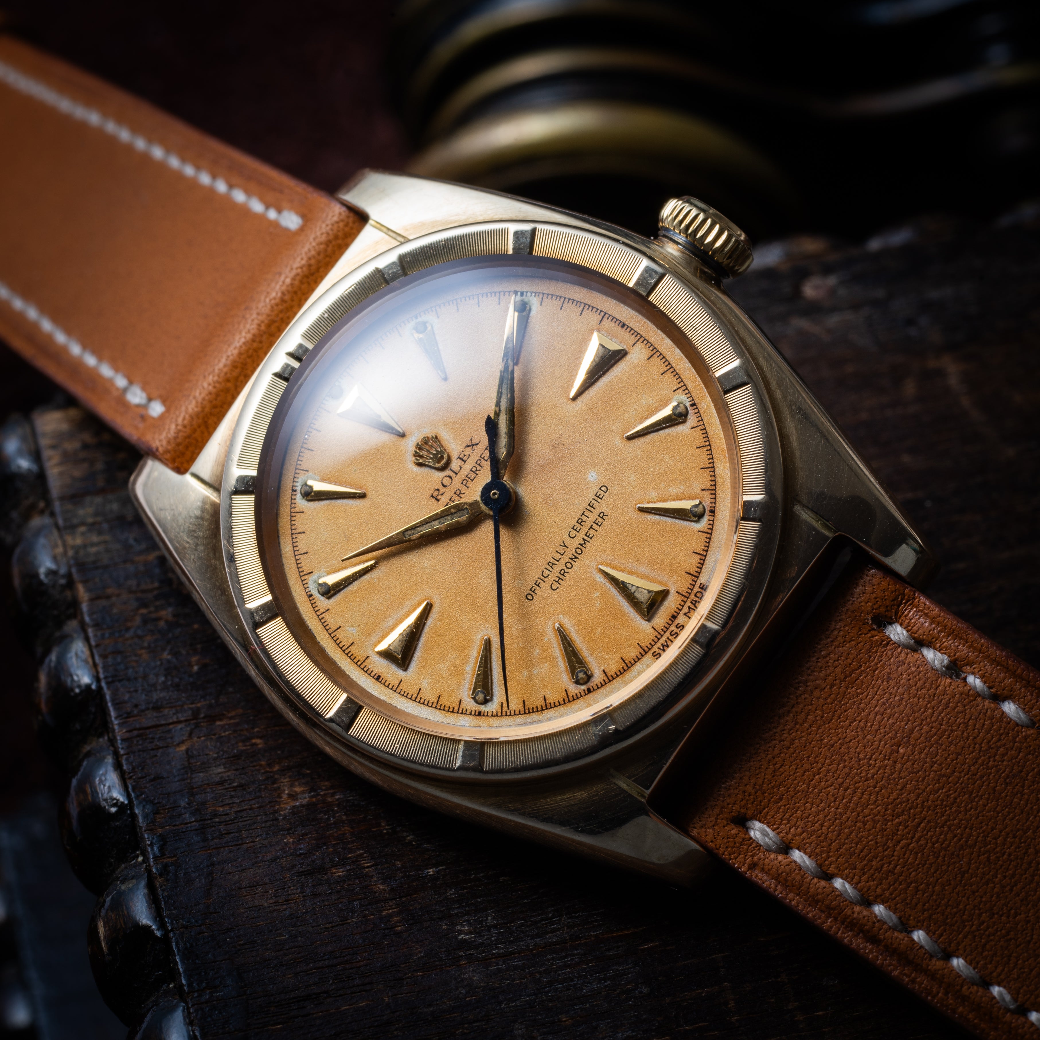 ロレックス バブルバック 14金無垢ケース Ref.5015 1948年製 エンジンターンドベゼル