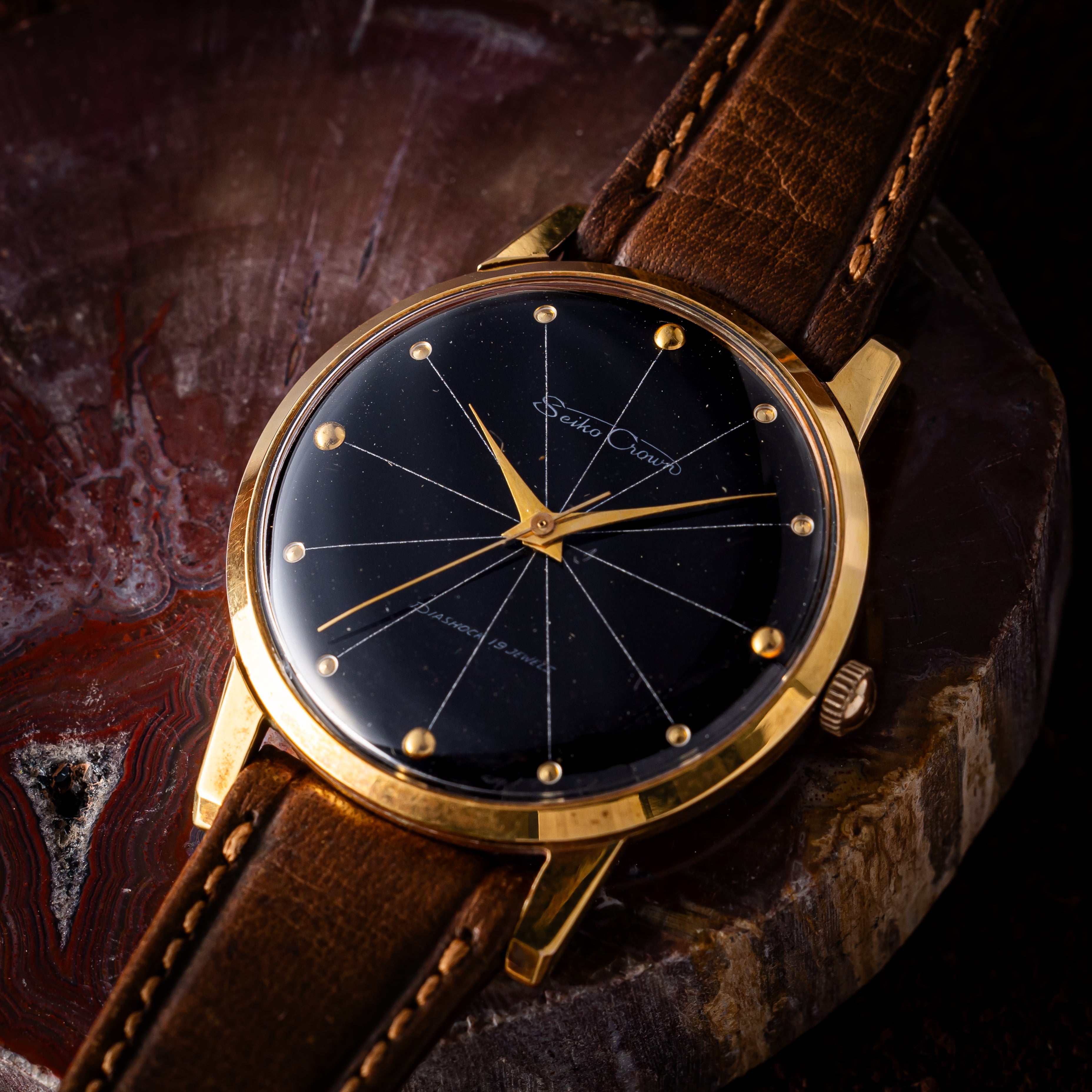 セイコー クラウン 1960年製/昭和35年製 Ref.J14066 タグ、純正ベルト付き オリジナルブラックダイヤル