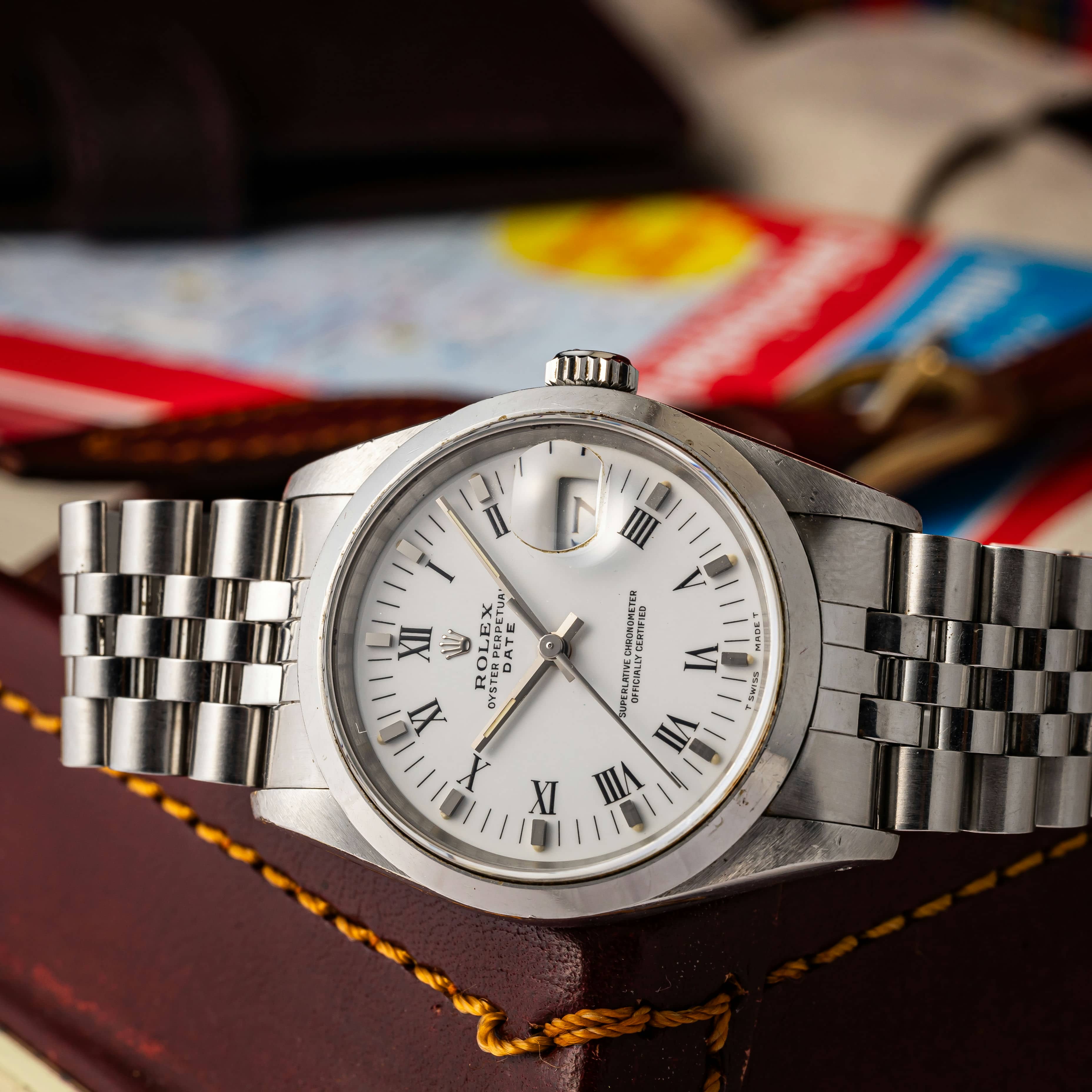 ロレックス 1991年製 ホワイトローマンダイヤル オイスターパーペチュアルデイト Ref.15200 純正ジュビリーブレス