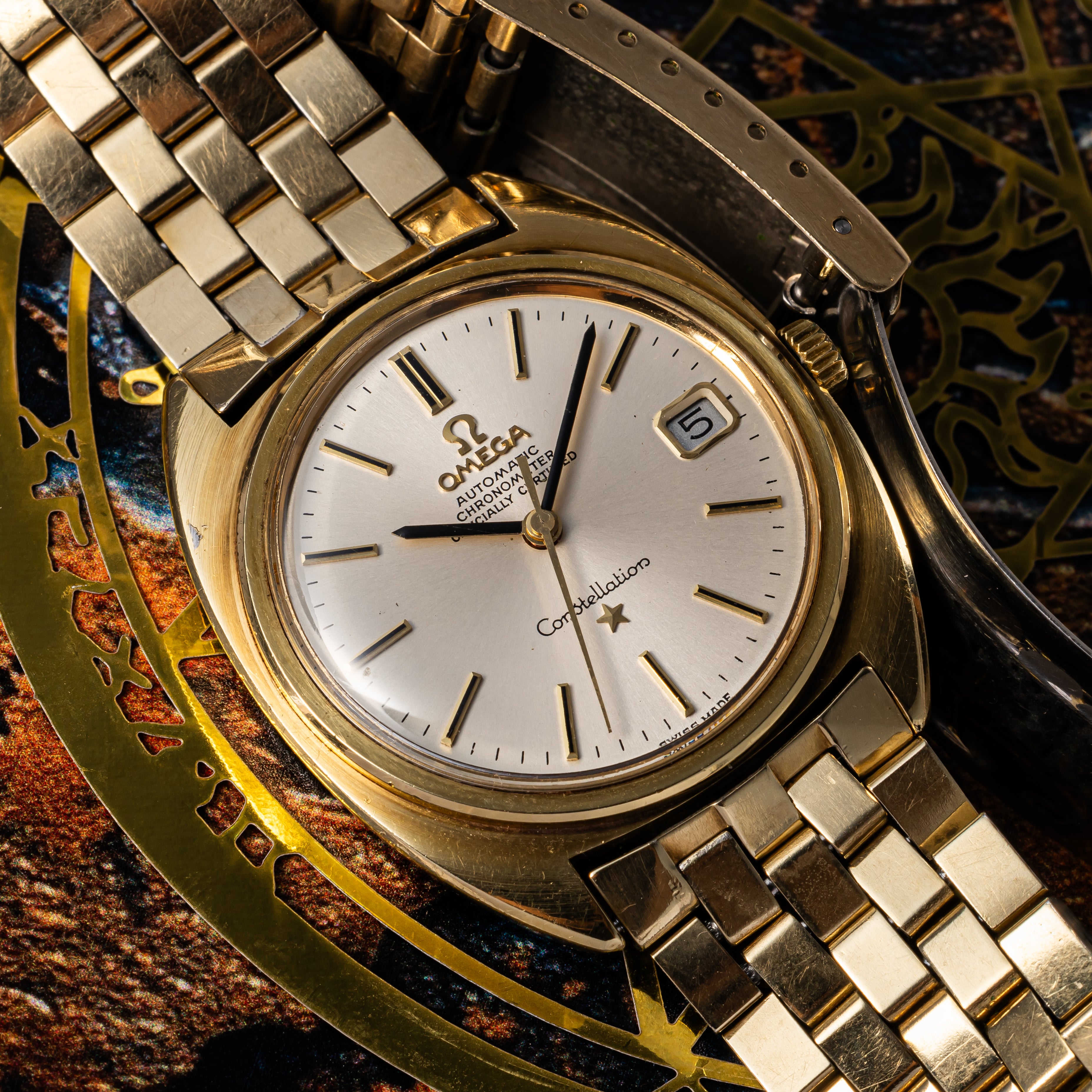 オメガ コンステレーション 金張り 1969年製 ジェンタデザイン Ref.168.017SP 純正ブレスレット付き