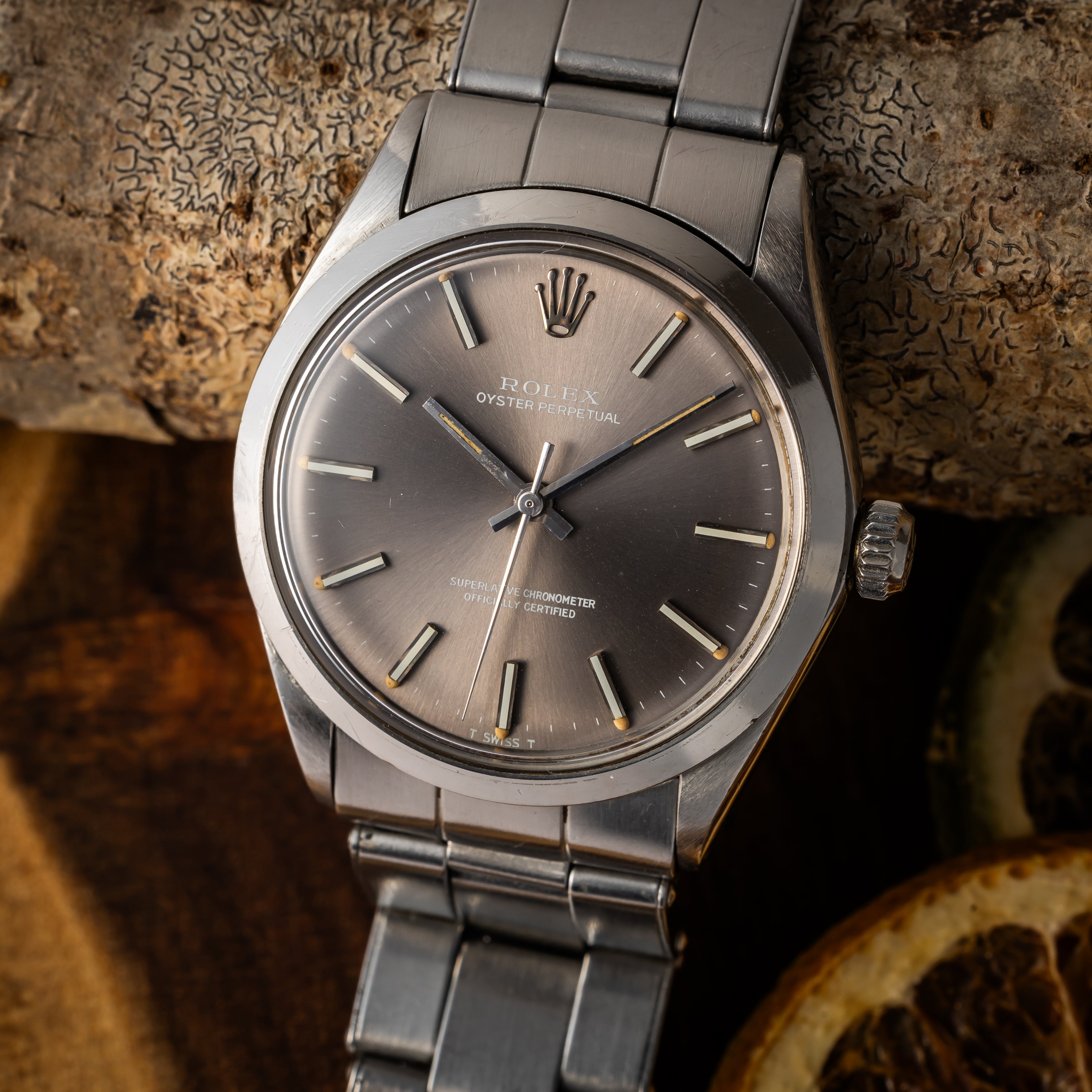 ロレックス オイスターパーペチュアル 1969年製 Ref.1002 グレーダイヤル 純正リベットブレス