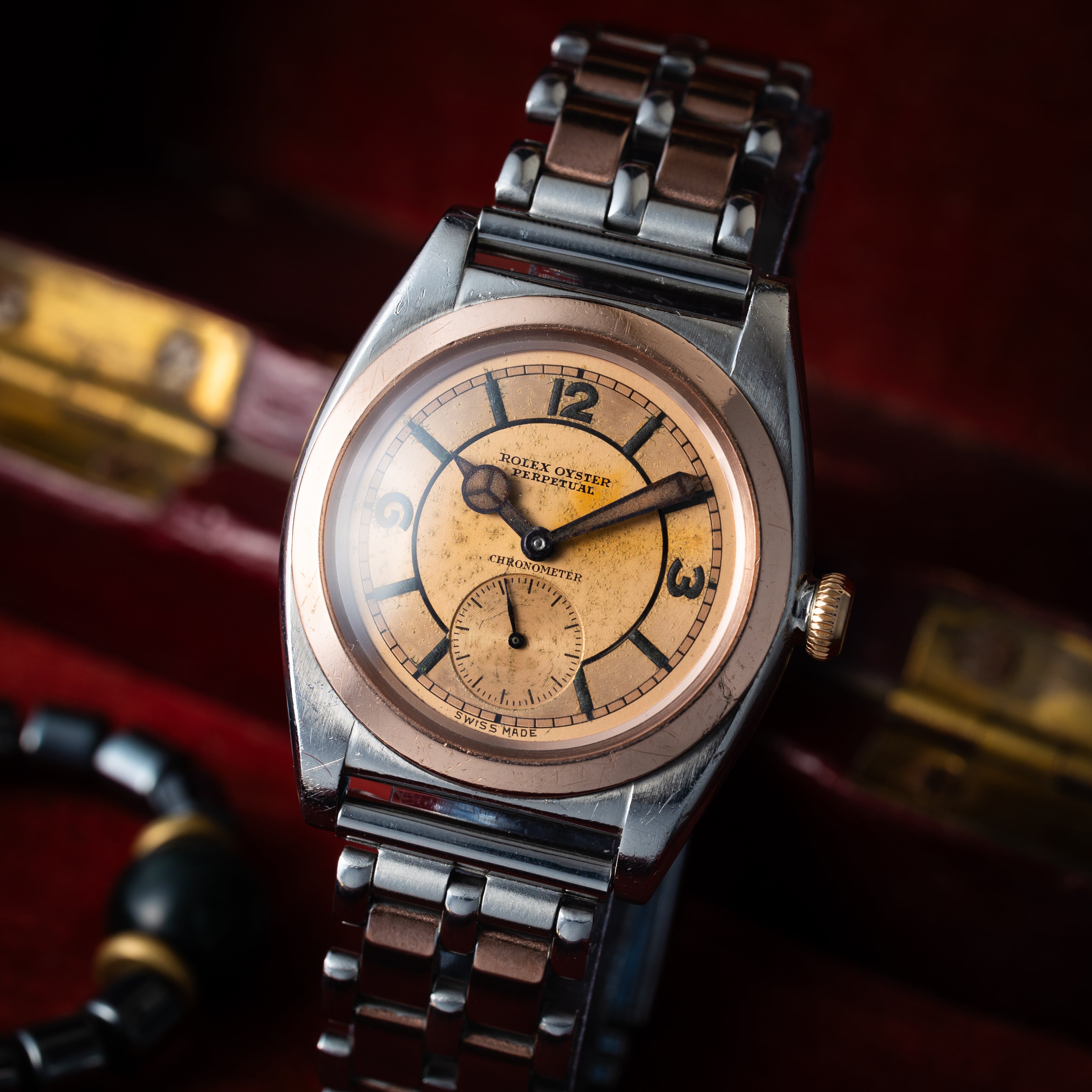 ロレックス バブルバック 1938年製 ピンクゴールドコンビ Ref.3132 セクターダイヤル