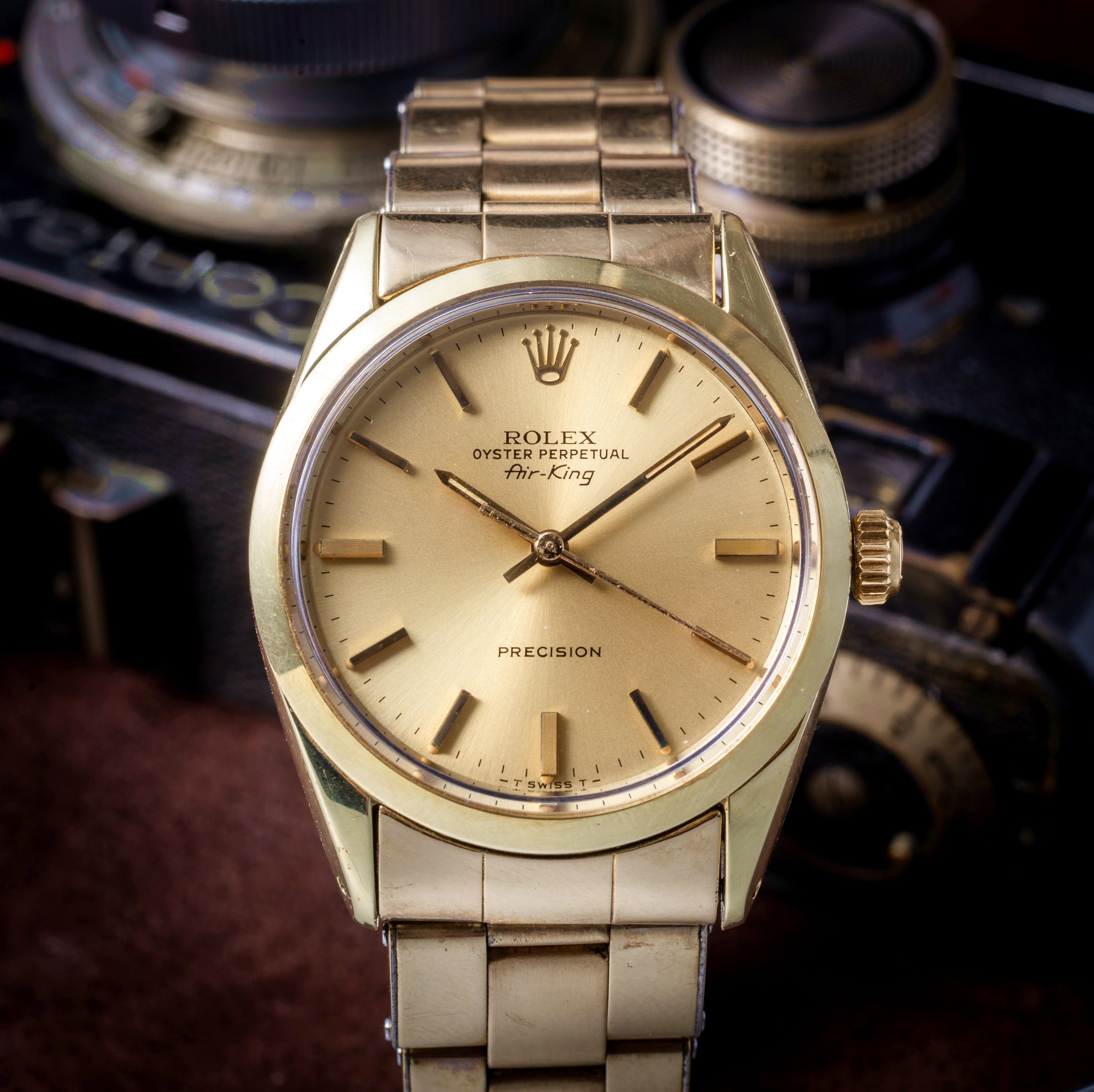 ロレックス エアキング 1970年製/昭和45年製 Ref.5520 GF 箱、ギャラ付き 純正リベットブレス