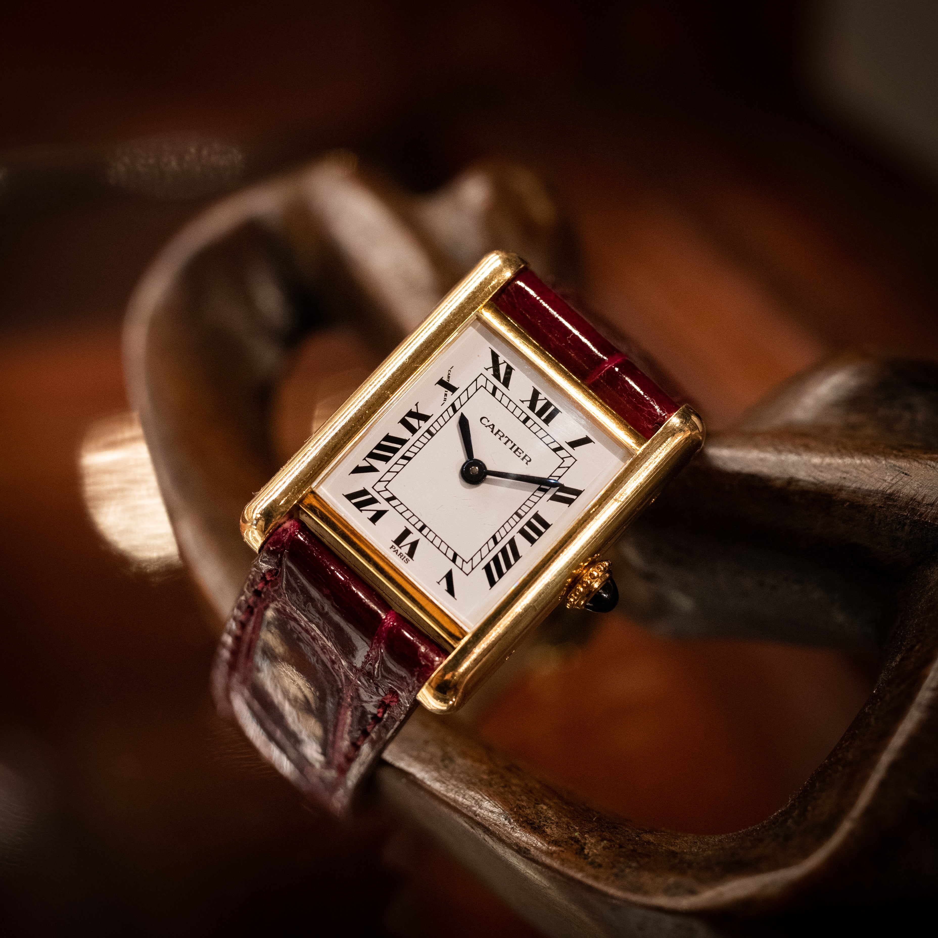 カルティエ タンク18KYG PARIS ホワイトローマン SM 1970年代