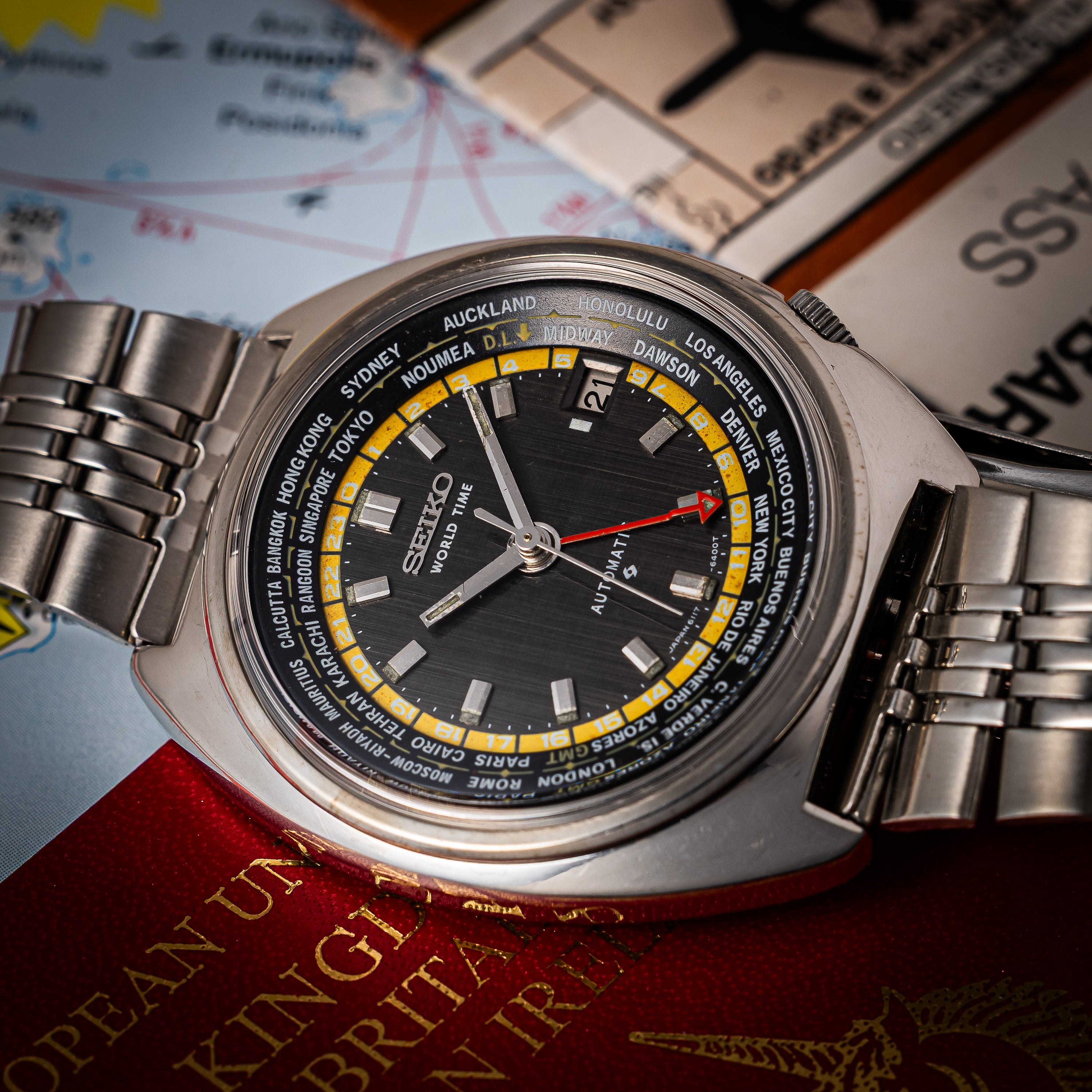 セイコー ワールドタイム 3rdモデル 1976年製 自動巻き 純正ブレス付き