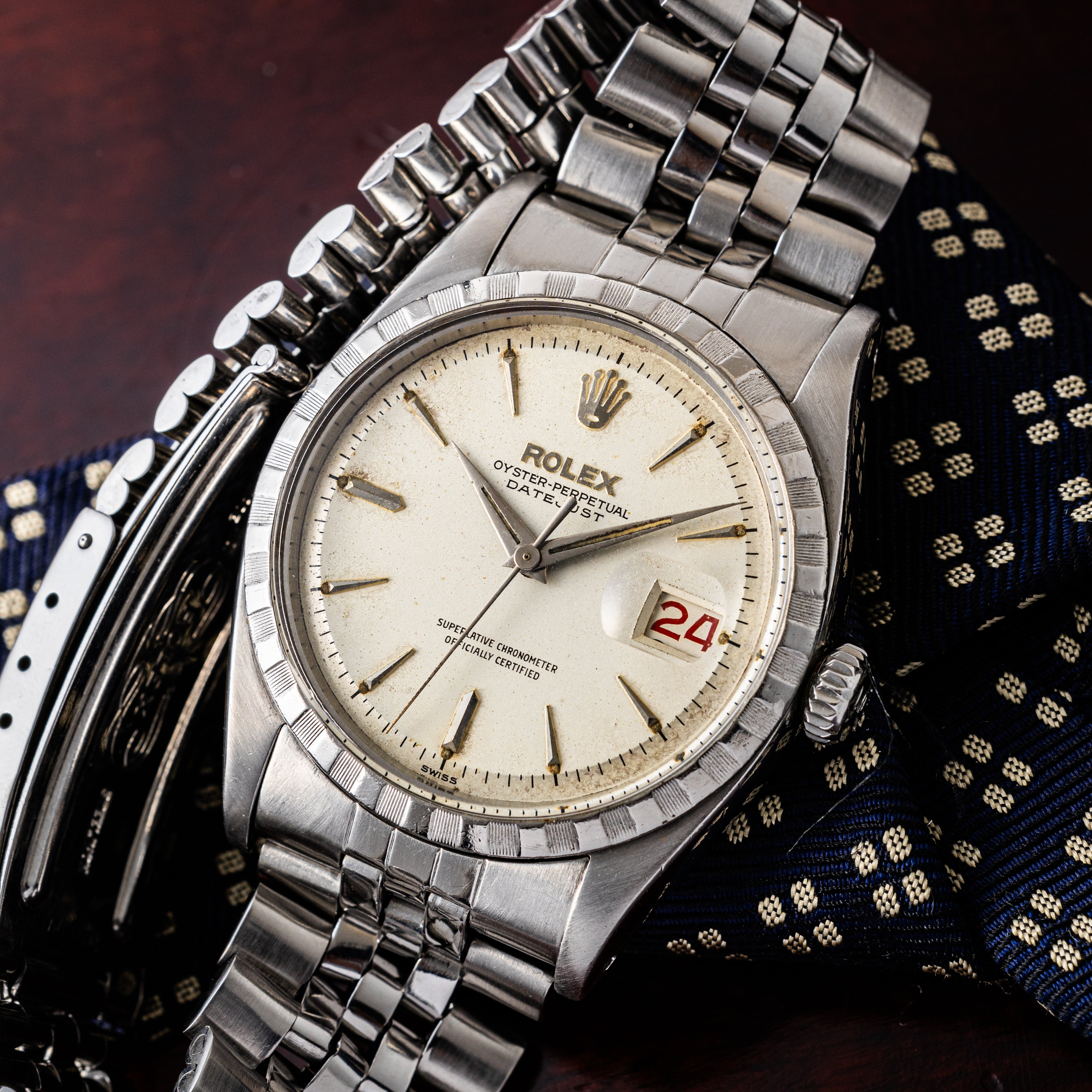 ロレックス デイトジャスト 1959年製 Ref.6605 シルバーダイヤル 赤黒カレンダー