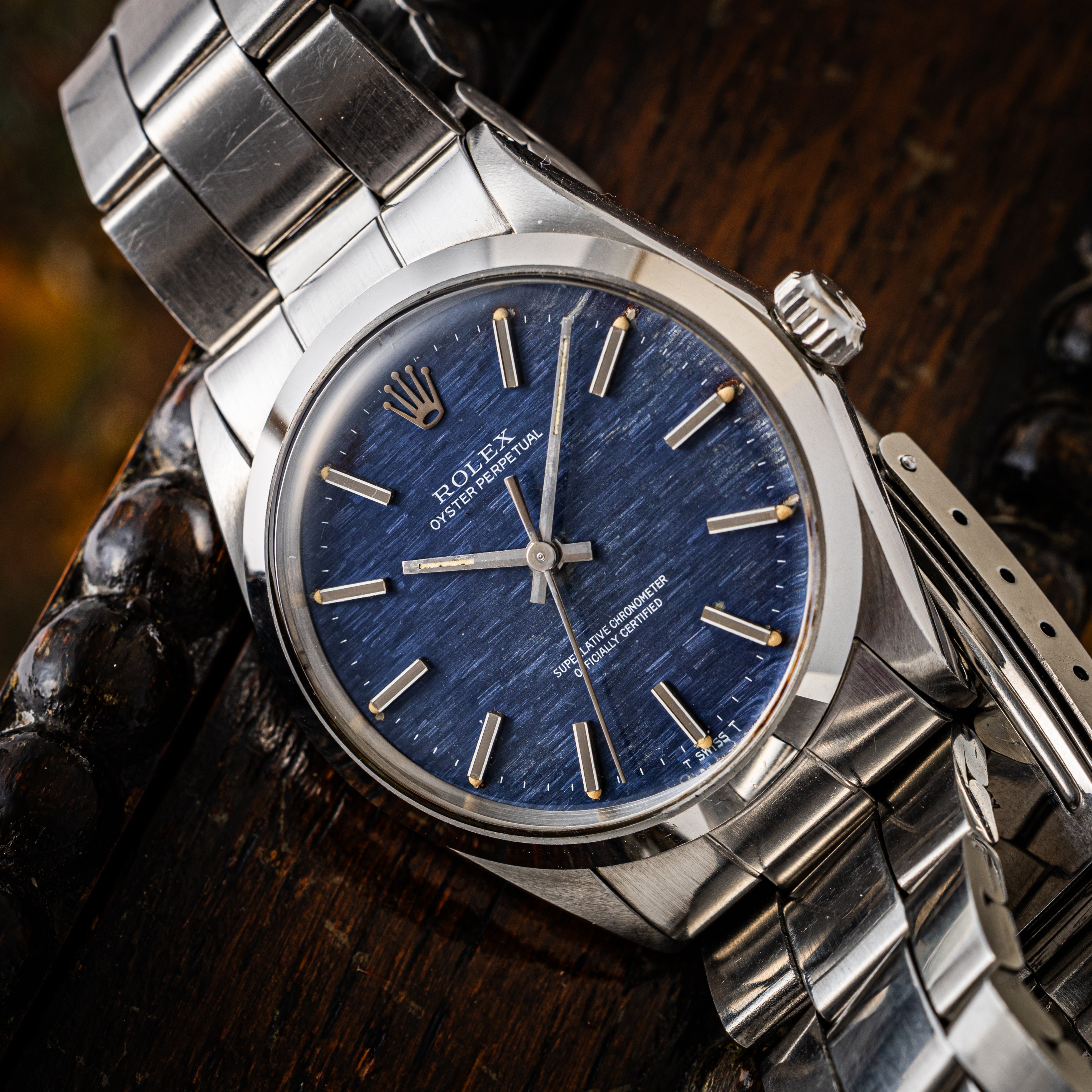 ロレックス オイスターパーペチュアル 1969年製 Ref.1002 ブルーブリックダイヤル