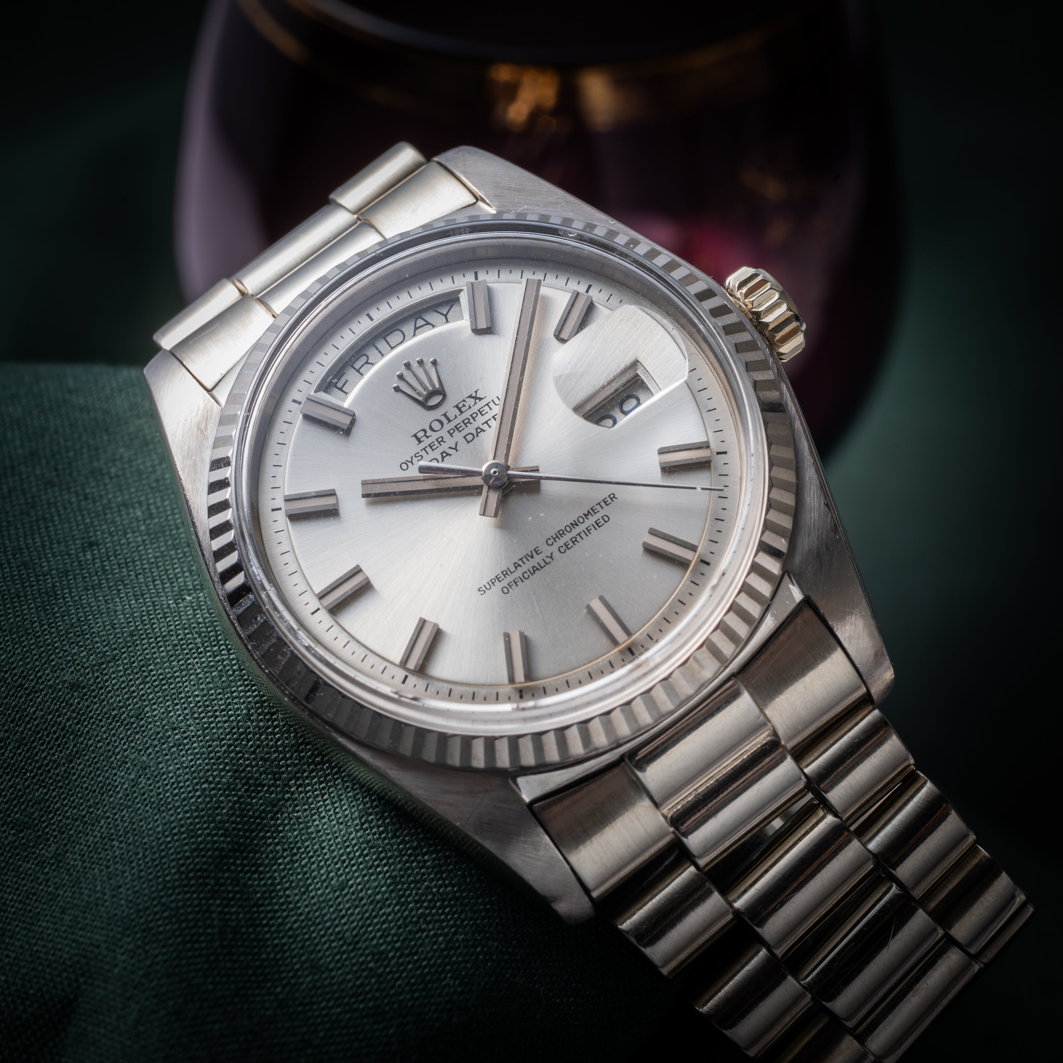 ロレックス 18金無垢ホワイトゴールド デイデイト 1973年製 Ref.1803 18金無垢WGプレジデントブレ