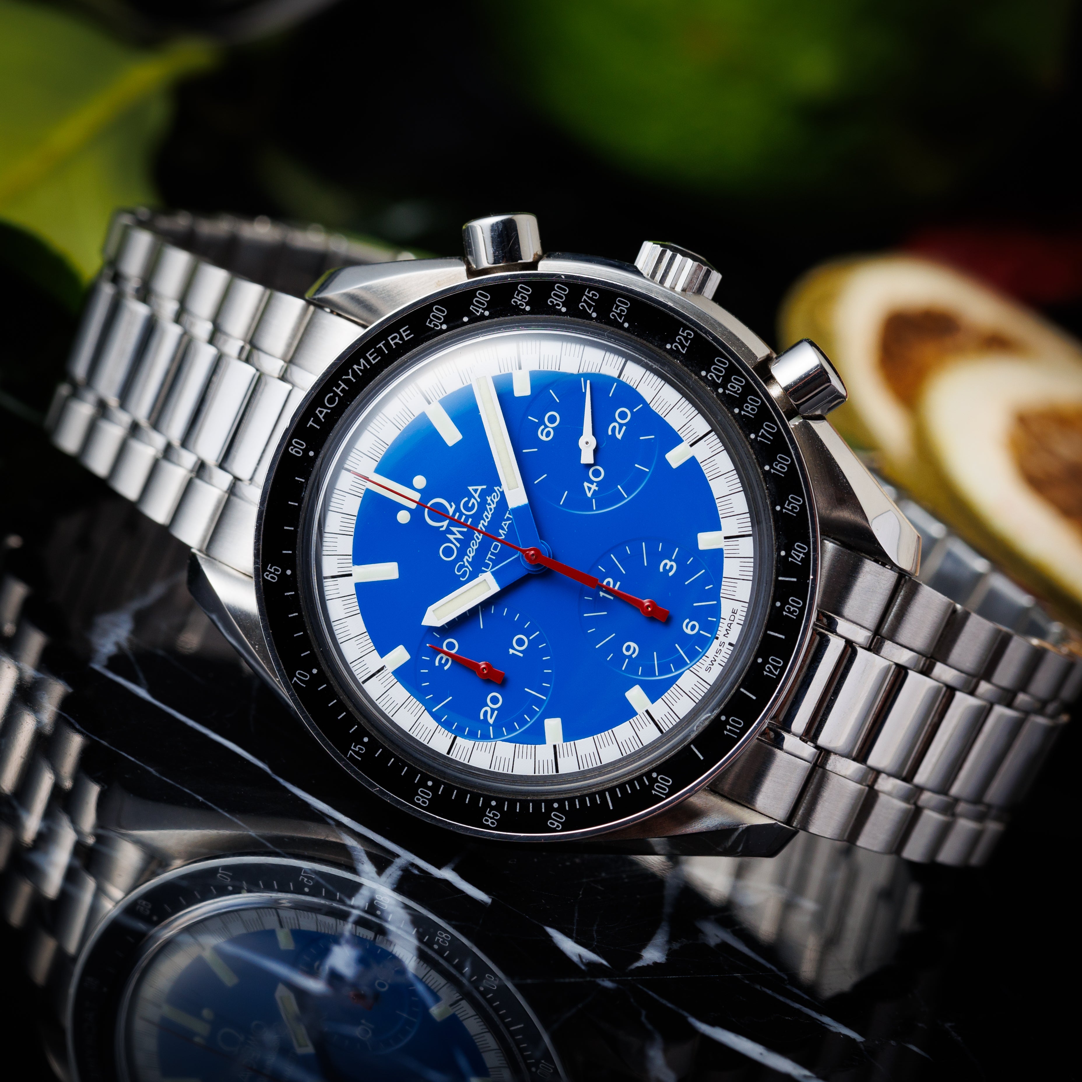 オメガ スピードマスター レーシング 1998年製 Ref.3510.81 ブルーダイヤル 箱、ギャラ付き