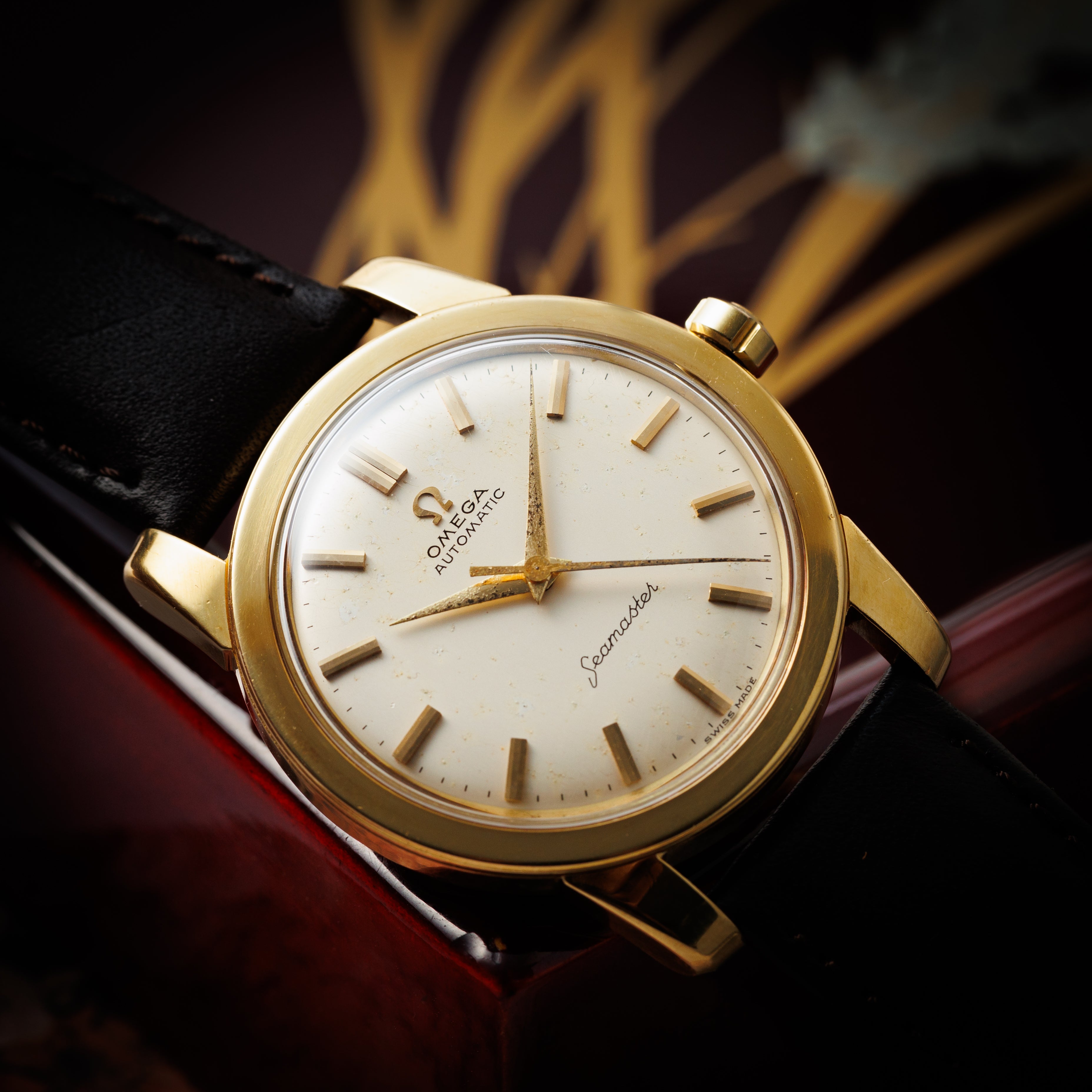 オメガ シーマスター ハーフローター 1954年製 Ref.2577SC 18金イエローゴールド 純正尾錠付き