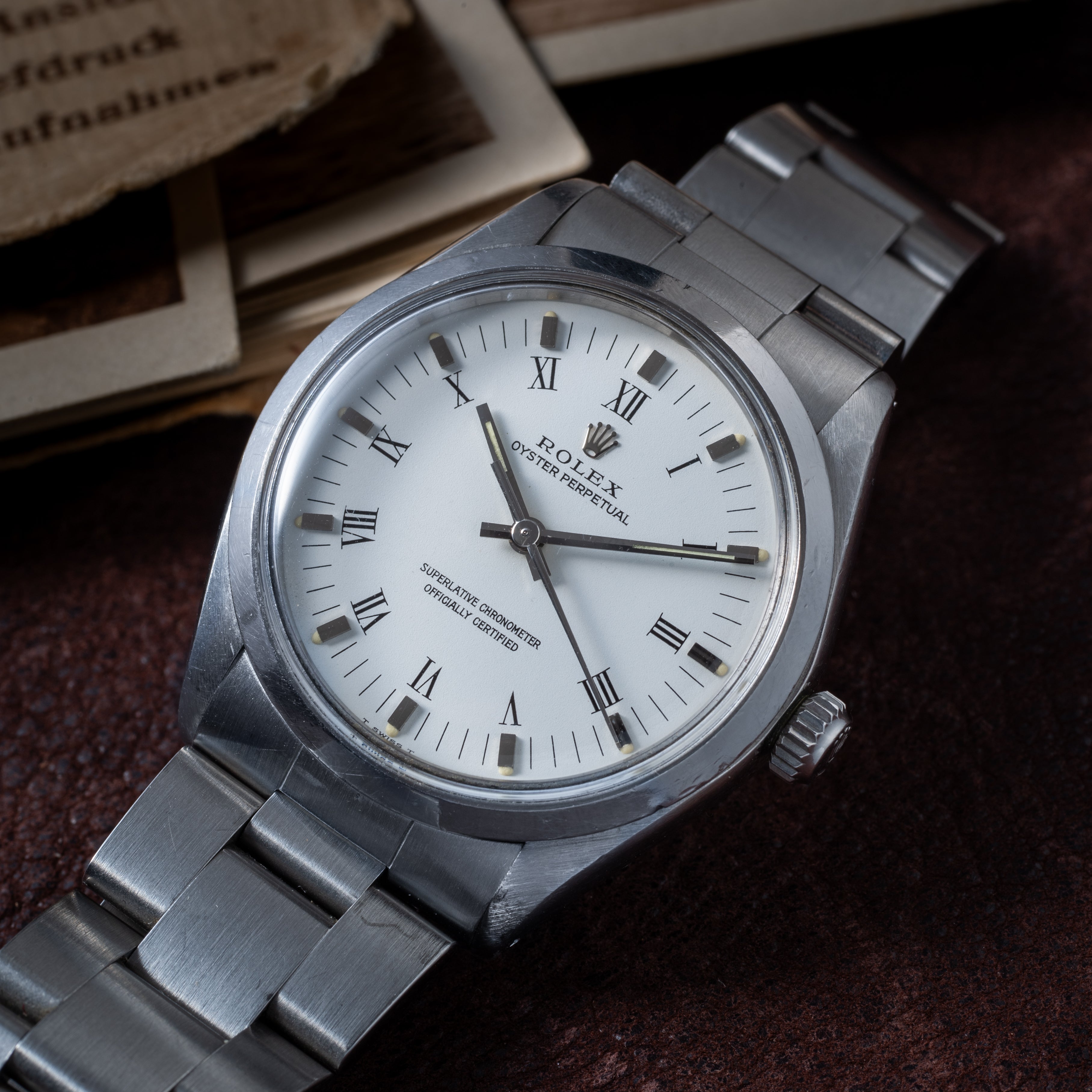 ロレックス オイスターパーペチュアルデイト 1974年製 Ref.1002 ホワイトローマンダイヤル