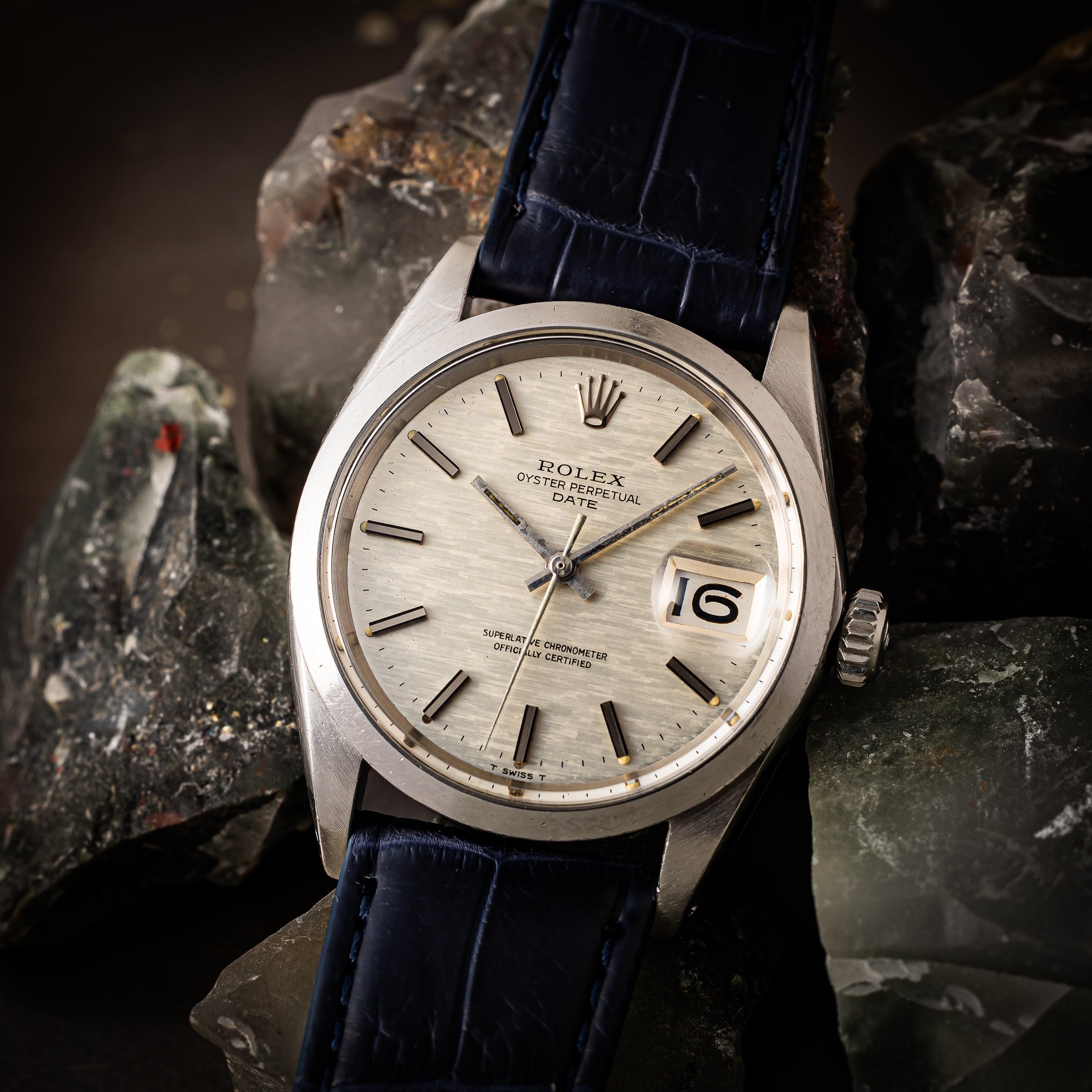 ロレックス オイスターパーペチュアルデイト 1970年製 Ref.1500 シルバーブリックダイヤル