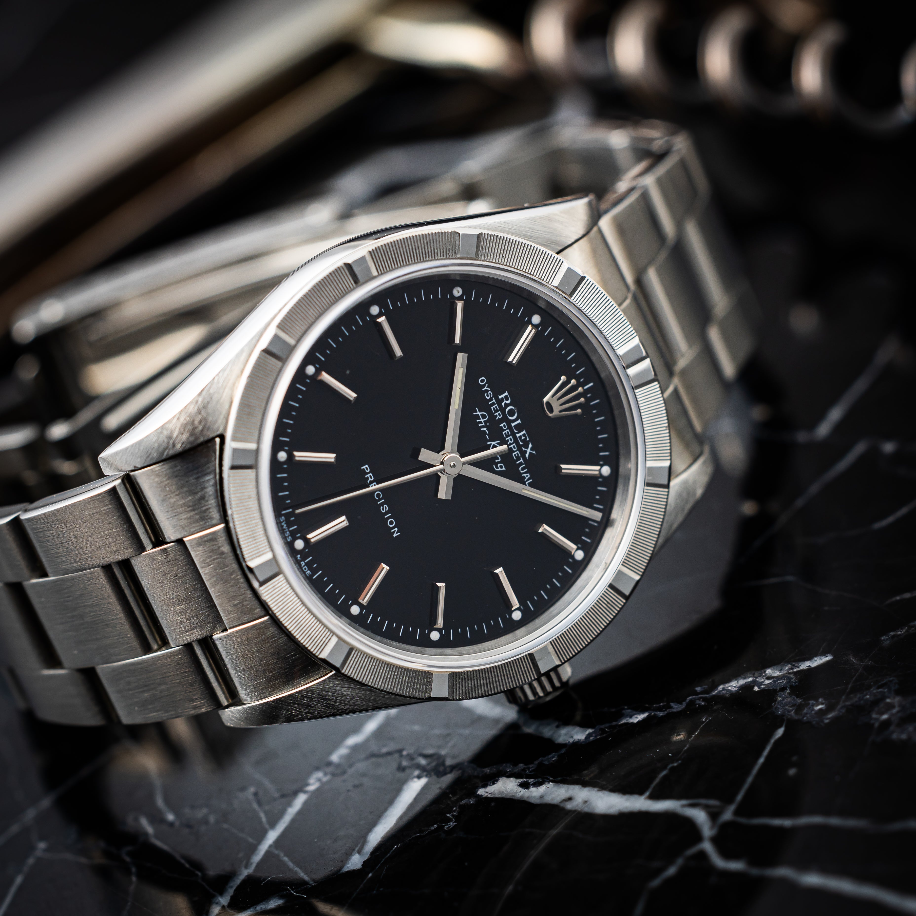 ロレックス エアキング Ref.14010 1993年製 ブラックダイヤル エンジンターンドベゼル