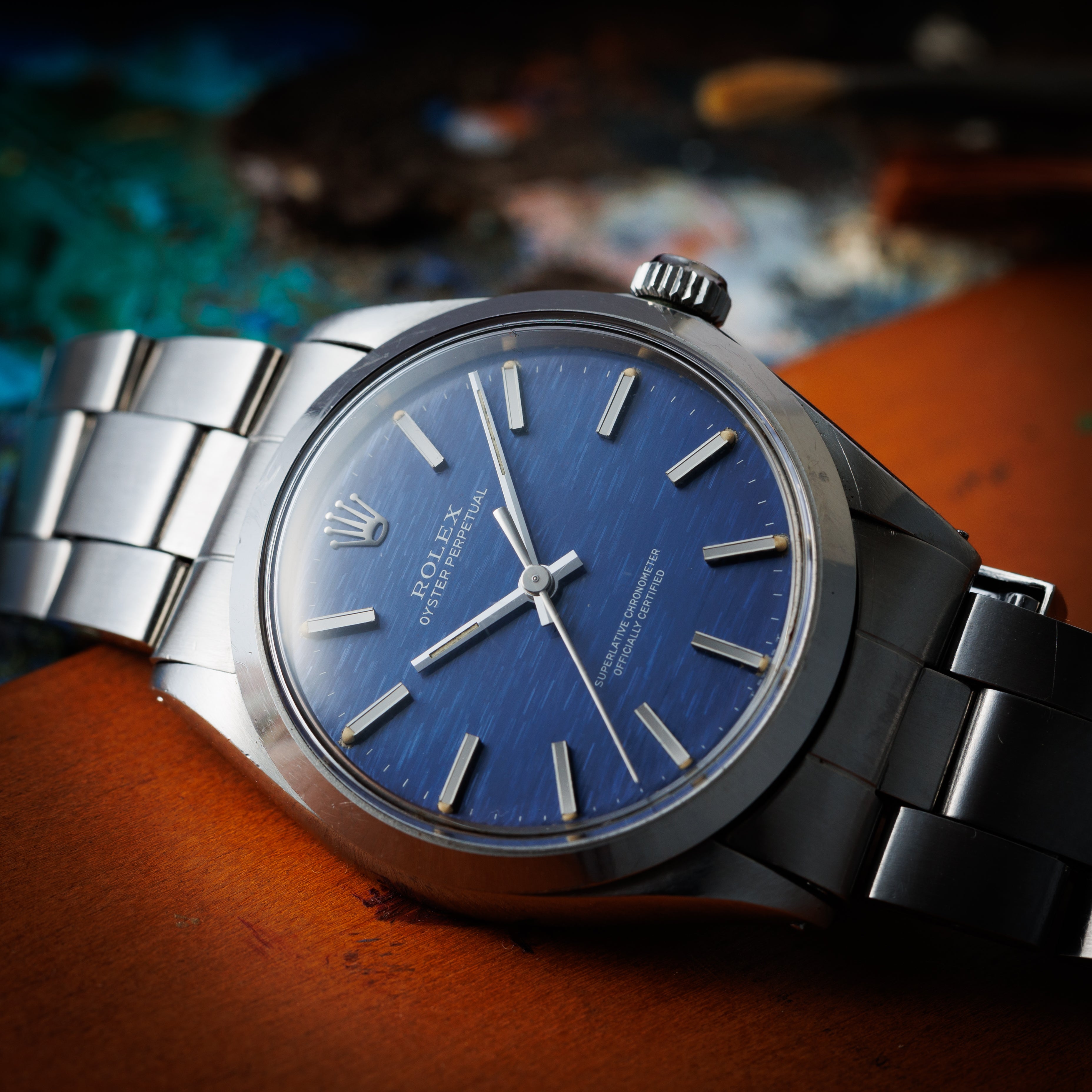 ロレックス オイスターパーペチュアル 1969年製 Ref.1002 ブルーブリックダイヤル