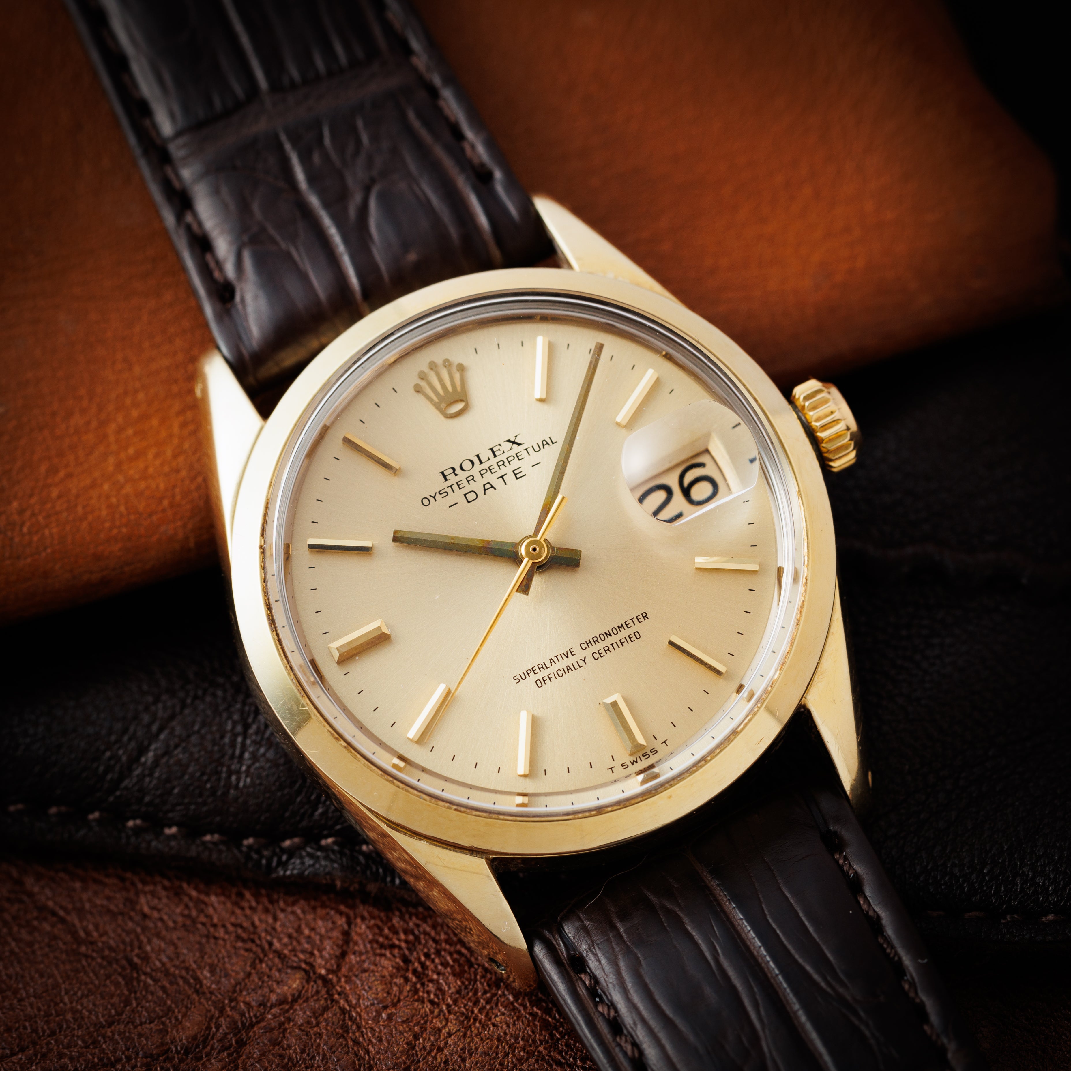 ロレックス 1972年製 オイスターパーペチュアルデイト Ref.1550 金張りケース Cal.1570