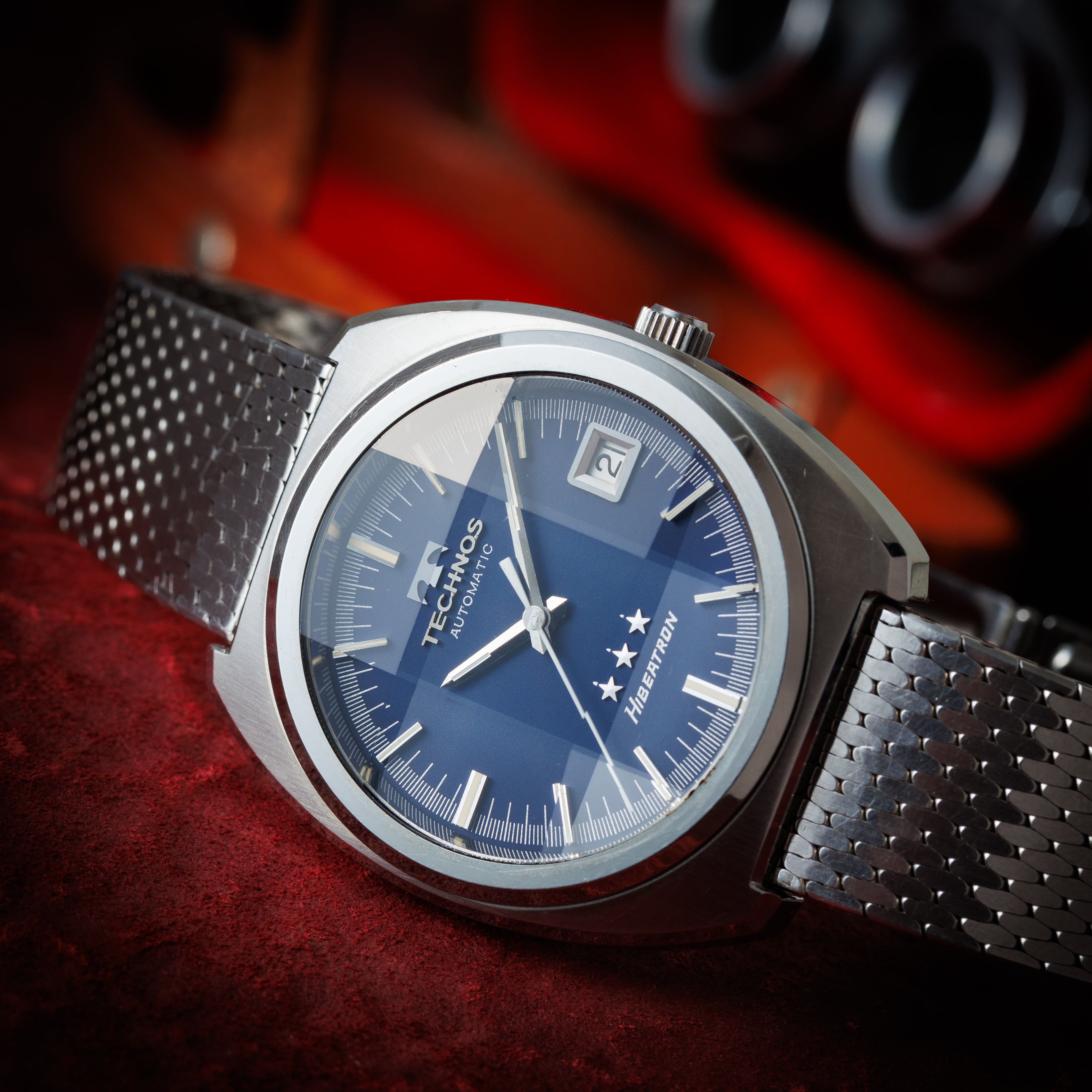 テクノス ハイビートロン 1970年代製 ブルーダイヤル