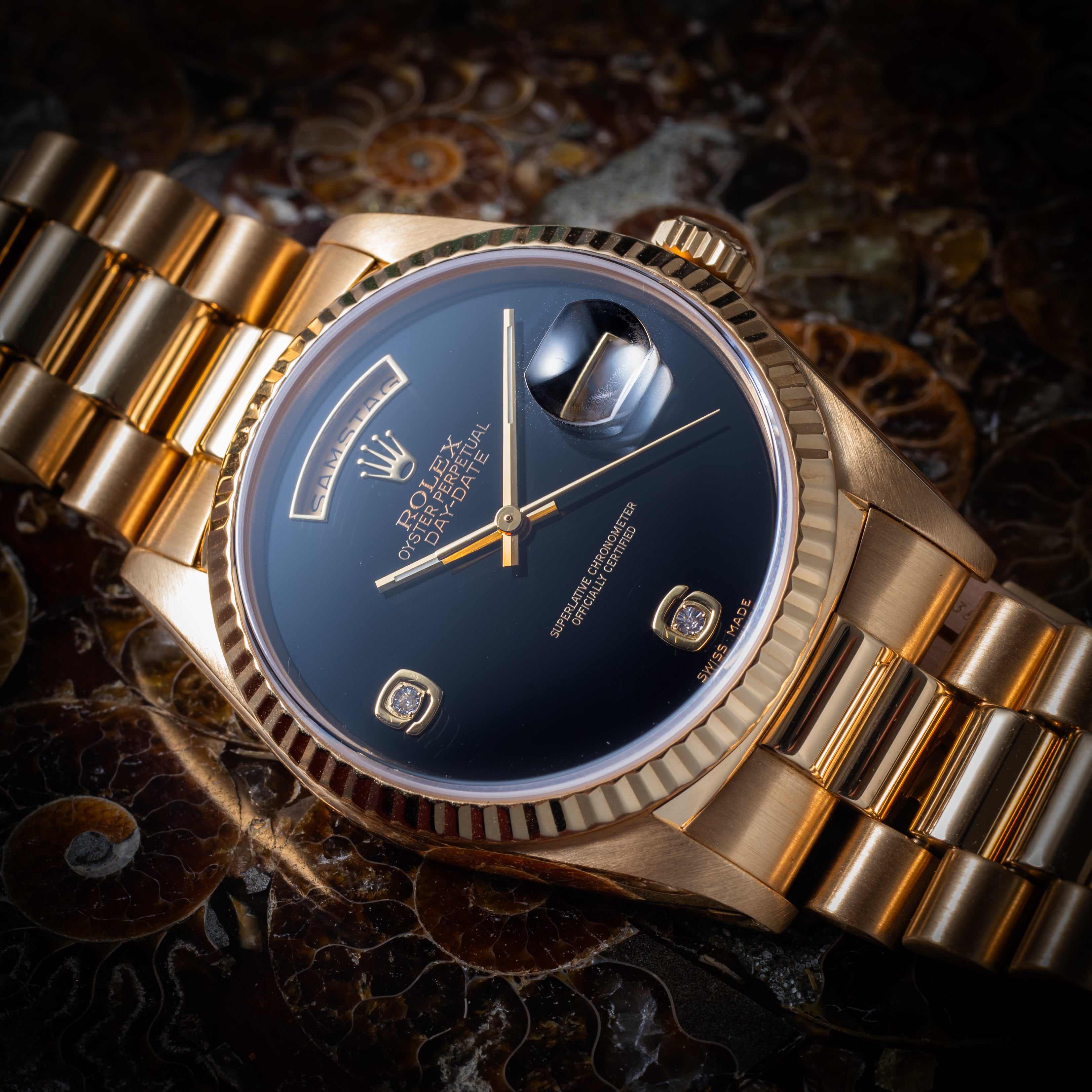 ロレックス デイデイト 1999年製 Ref.18238 オニキスダイヤル 箱、明細、国際サービス保証書付き