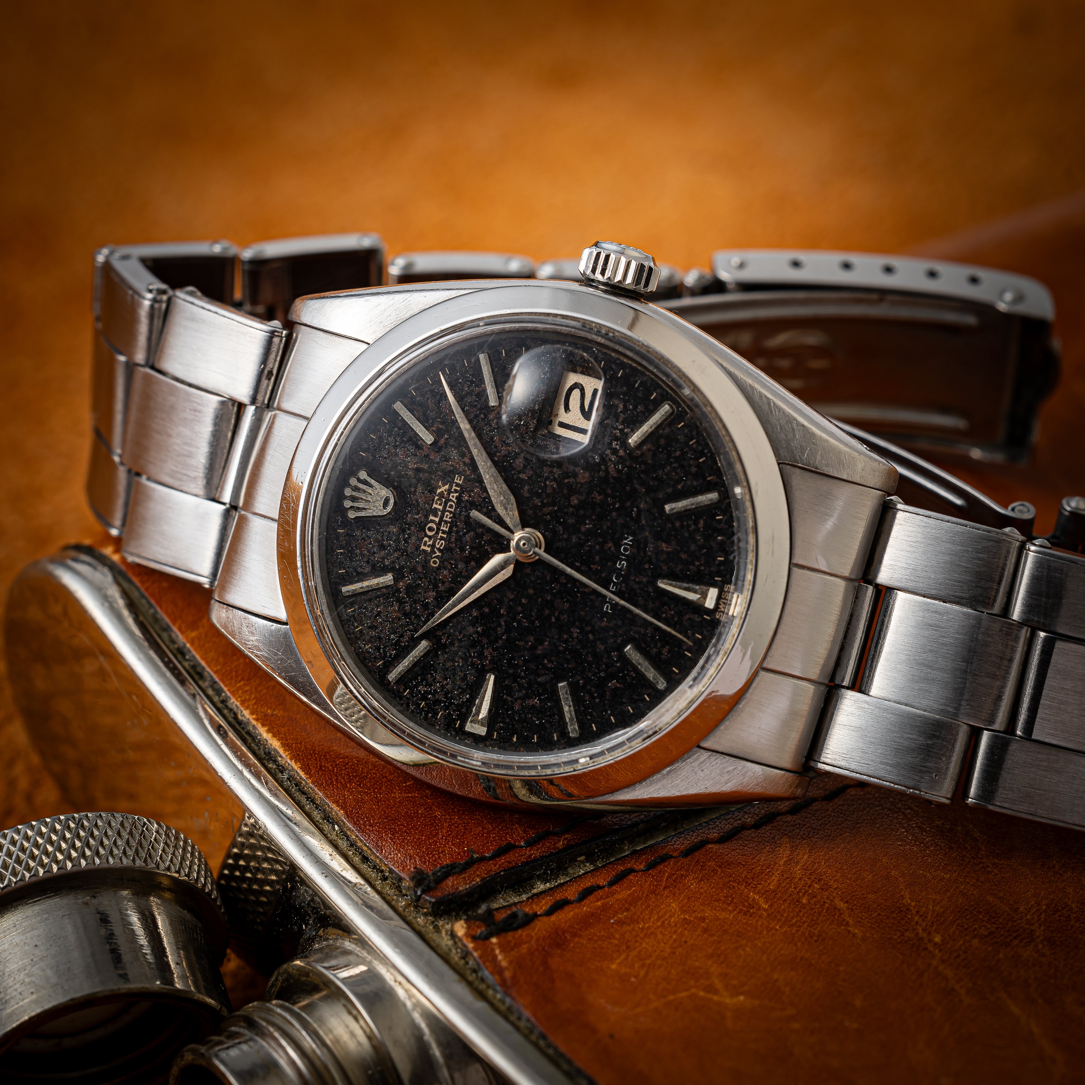 ロレックス 1961年製 オイスターデイト ブラックギルトダイヤル Ref.6694