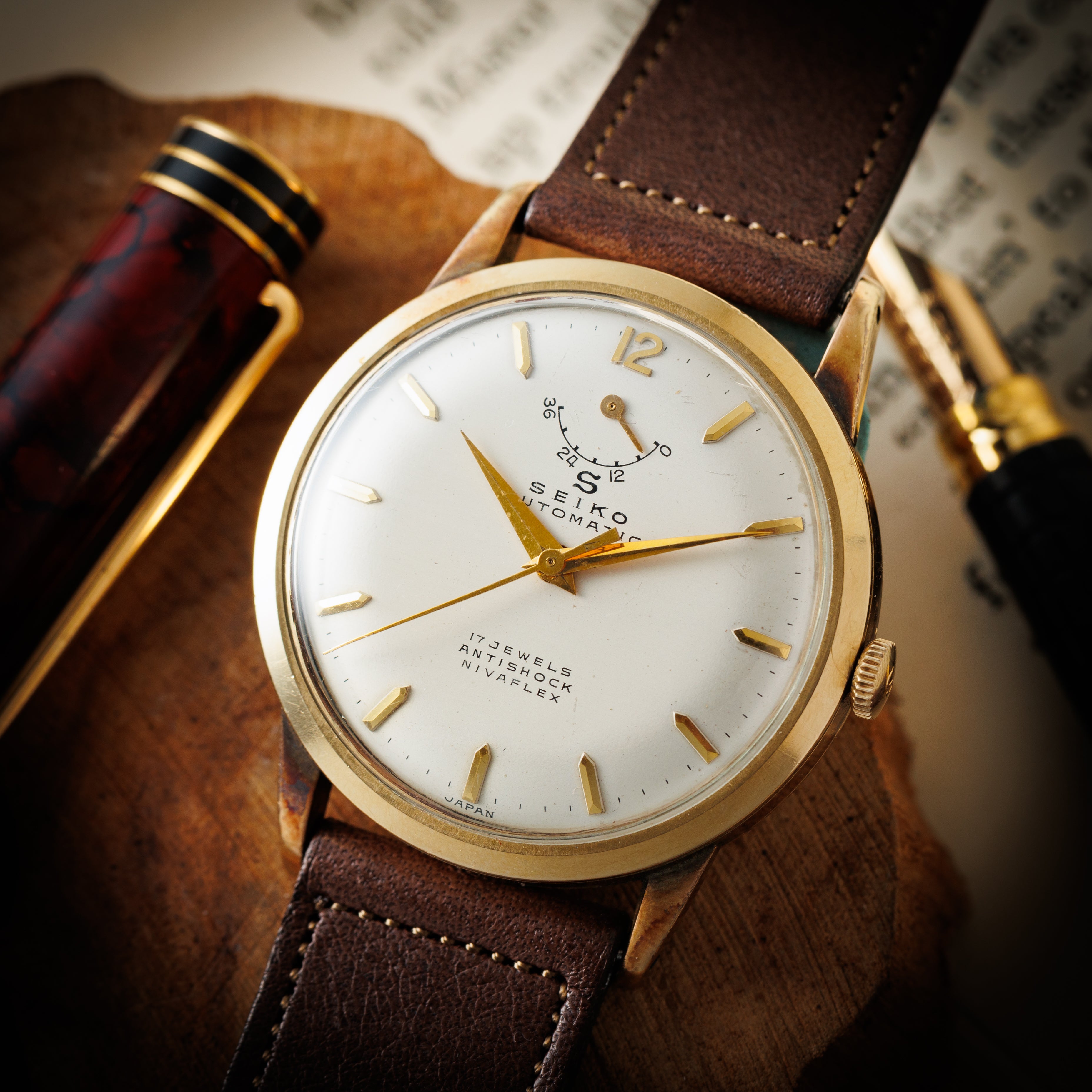 セイコー 国産自動巻きファーストモデル インジケーター 1957年製 Ref.14040 14金張り