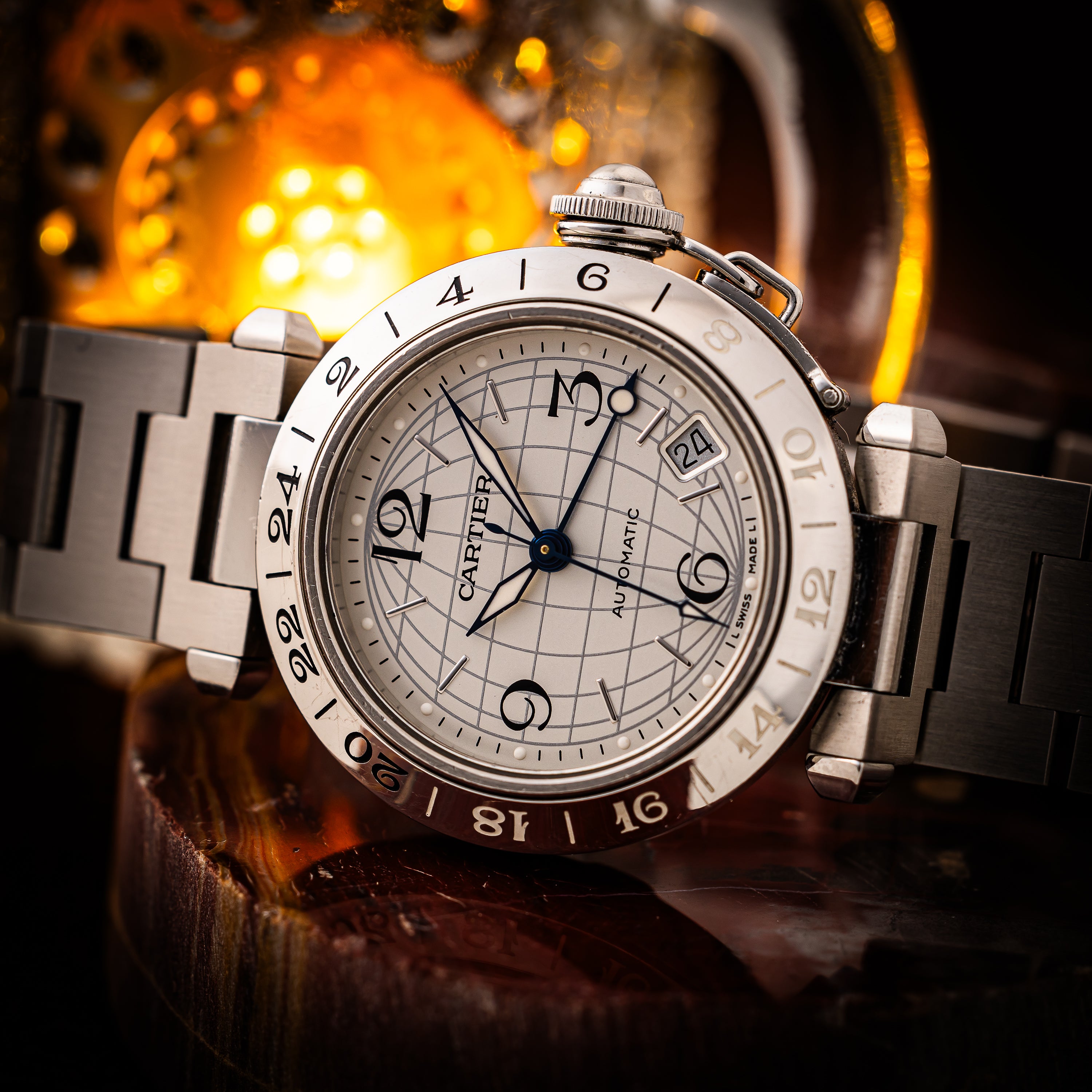 カルティエ パシャC メリディアン 2000年代製 Ref.2377 GMT シルバーダイヤル
