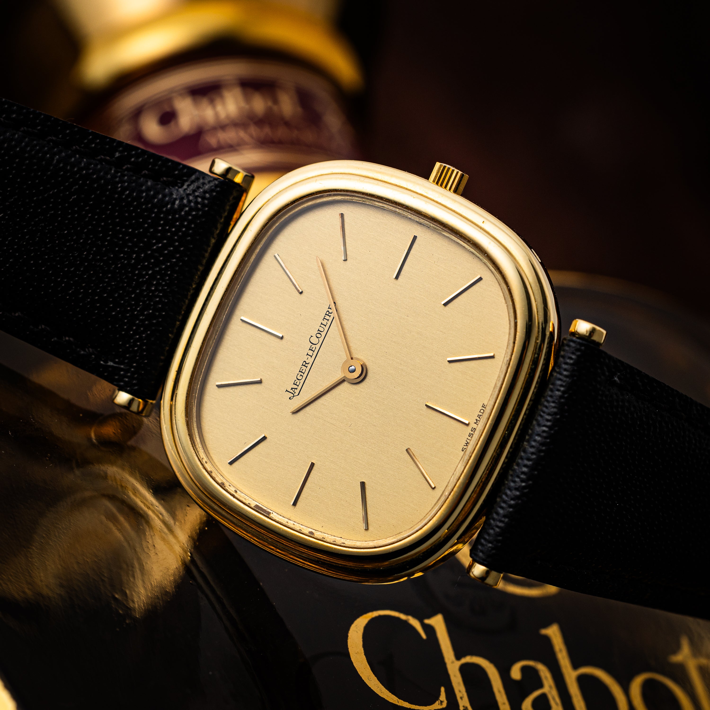 ジャガー・ルクルト 18金無垢クッションケース 1980年代製 Ref.9132 21 純正GF尾錠付き